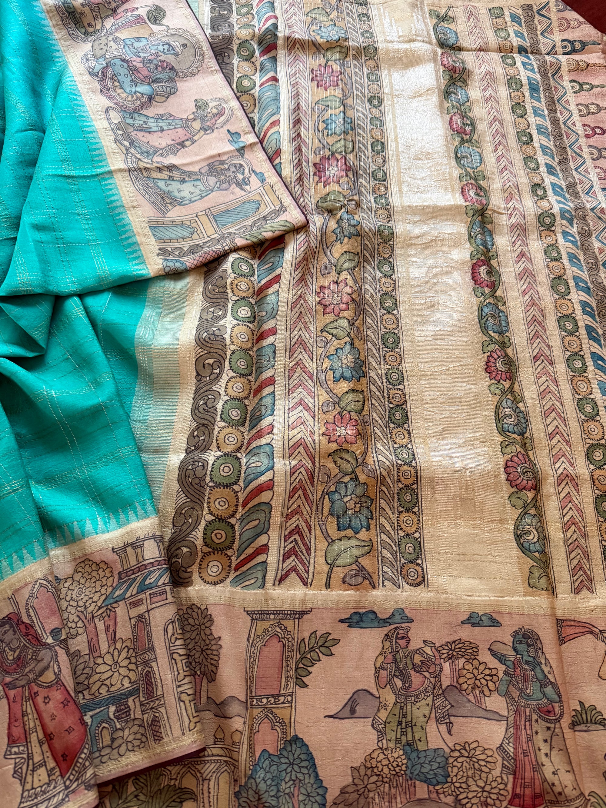 VRIKSHA: Miniature Kalamkari on Kanjivaram Silk