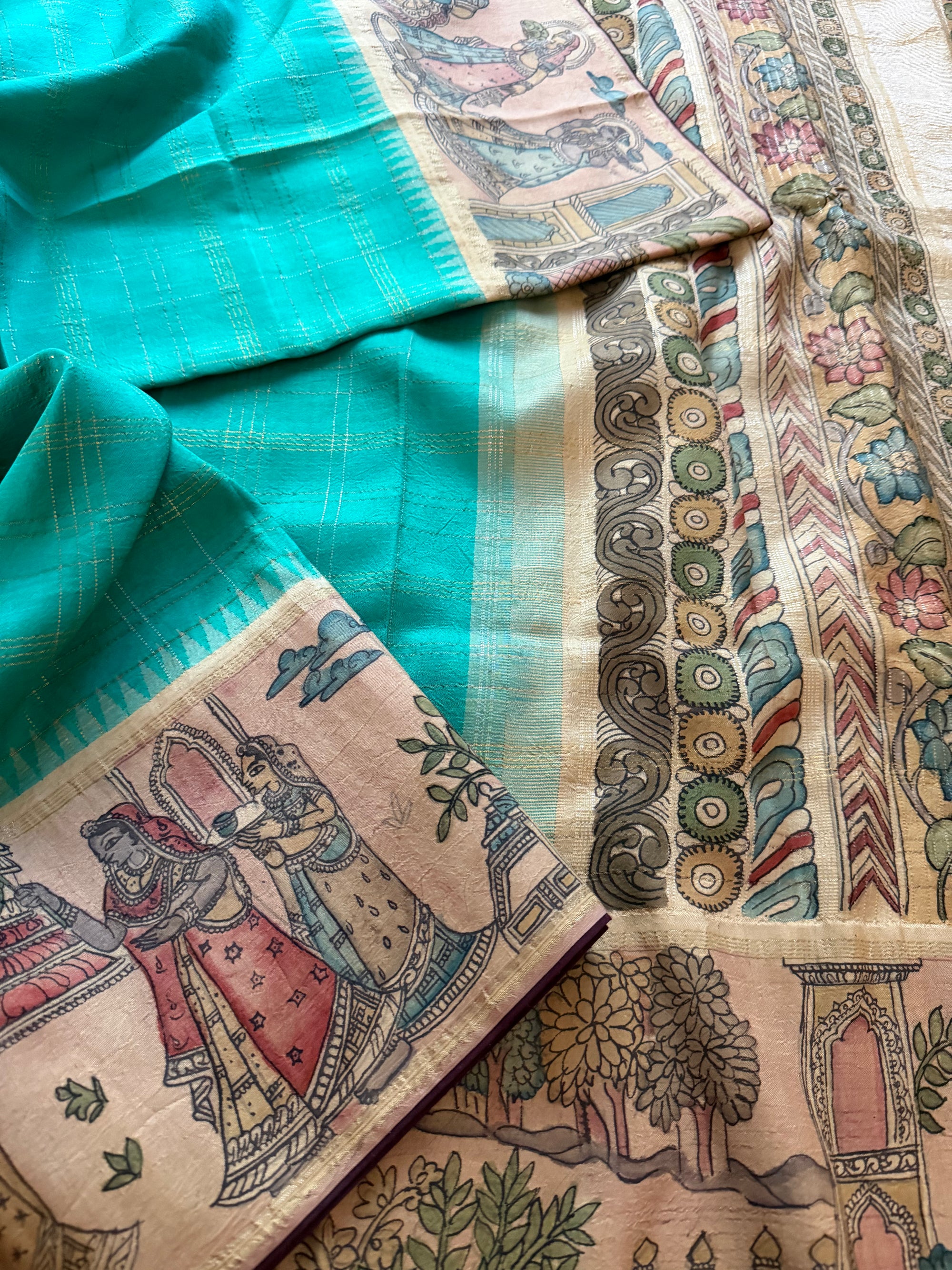 VRIKSHA: Miniature Kalamkari on Kanjivaram Silk