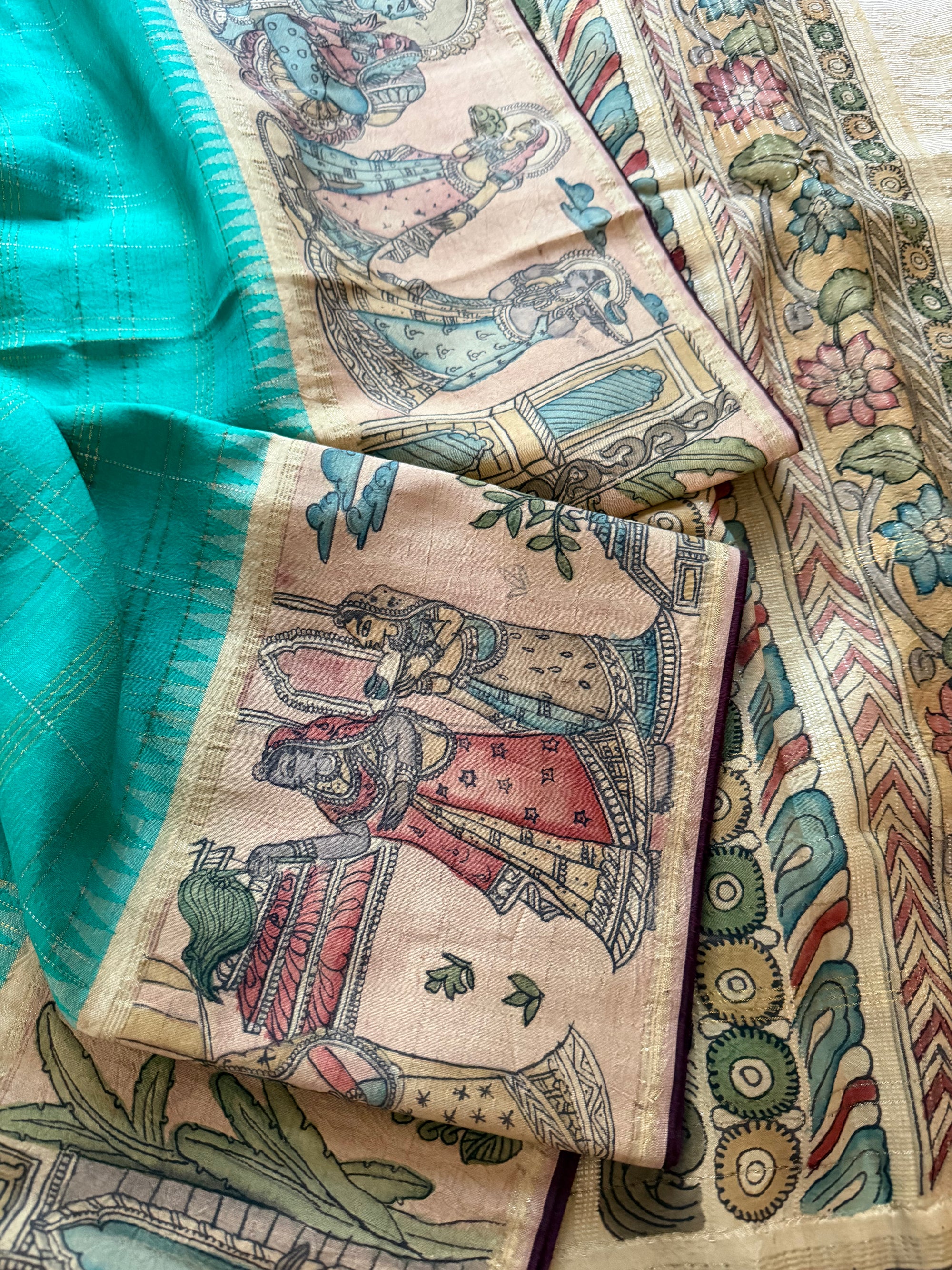 VRIKSHA: Miniature Kalamkari on Kanjivaram Silk