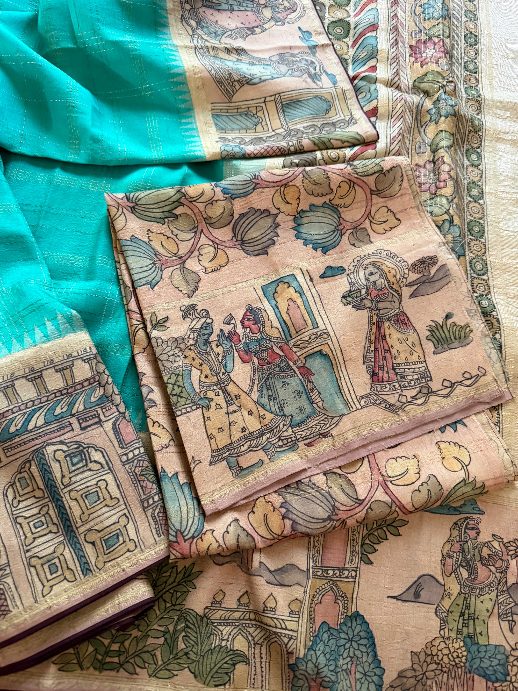 VRIKSHA: Miniature Kalamkari on Kanjivaram Silk