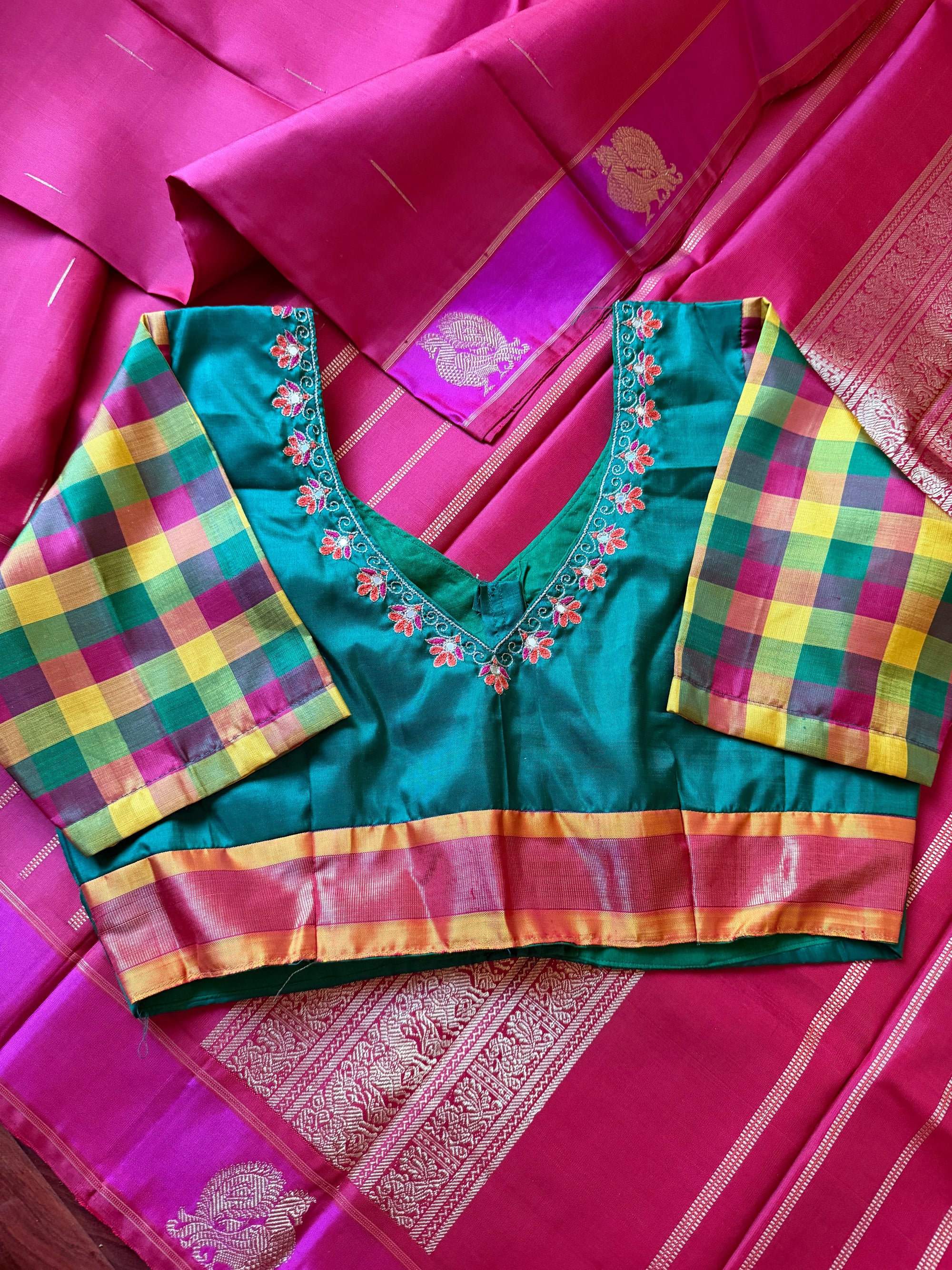 Handcrafted Kanjivaram Silk Blouse : Paalum Pazhamum