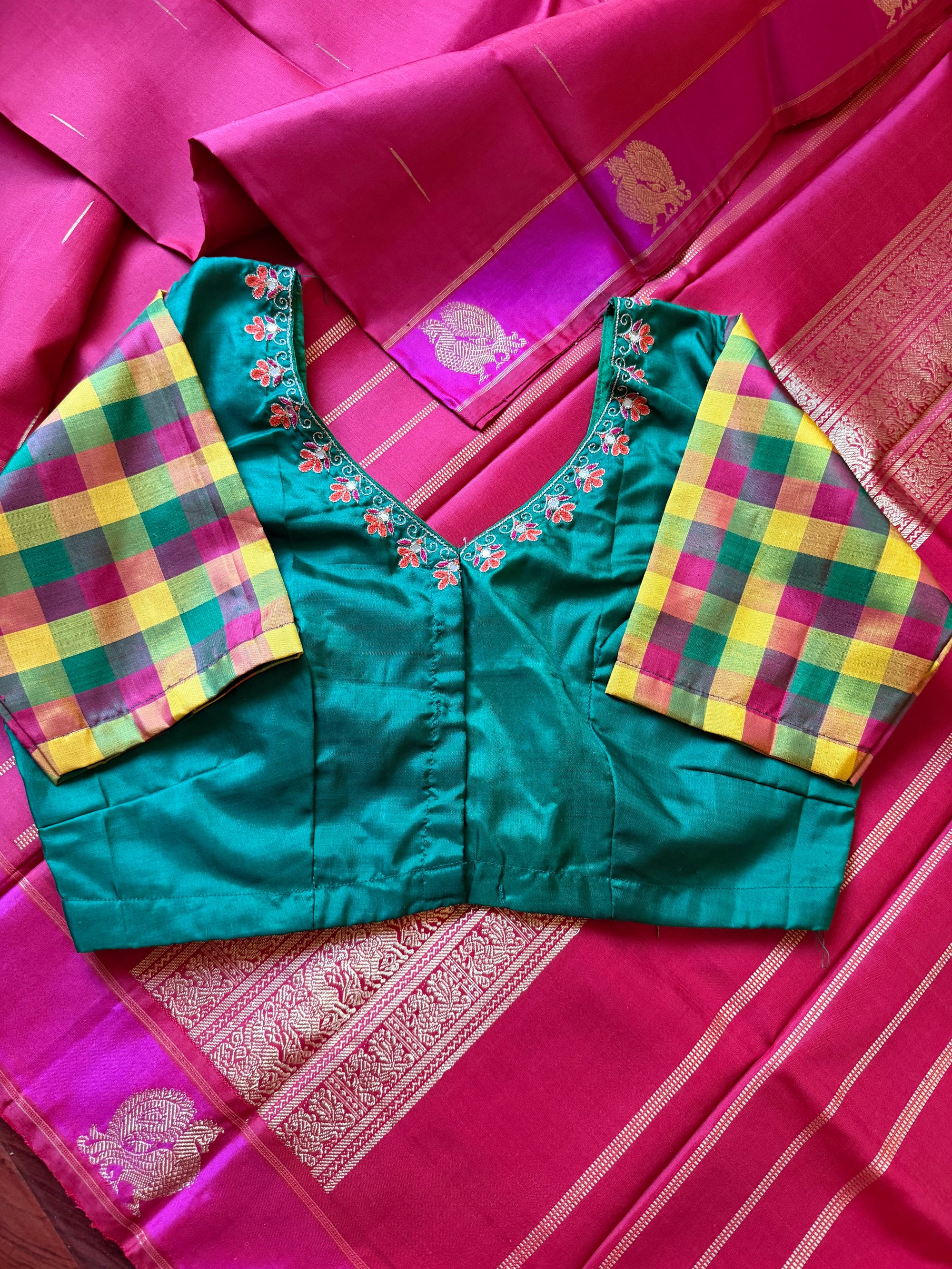 Handcrafted Kanjivaram Silk Blouse : Paalum Pazhamum