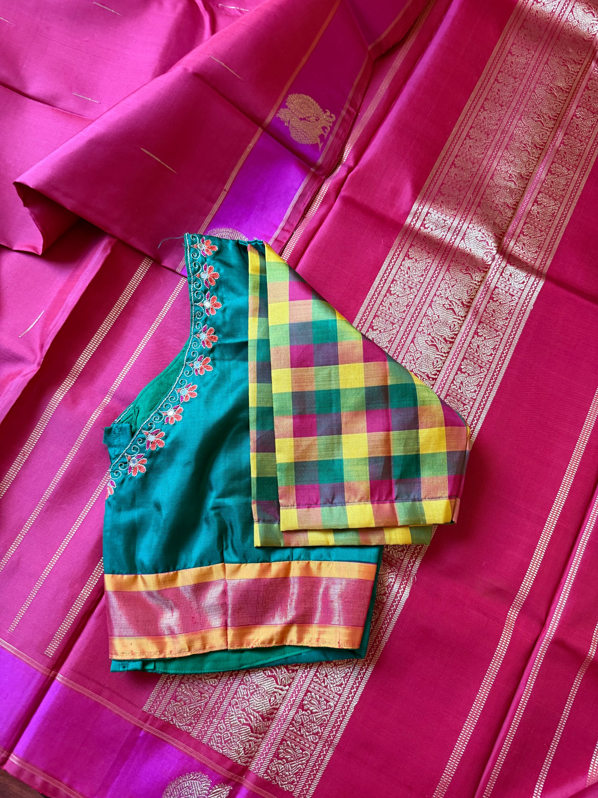 Handcrafted Kanjivaram Silk Blouse : Paalum Pazhamum