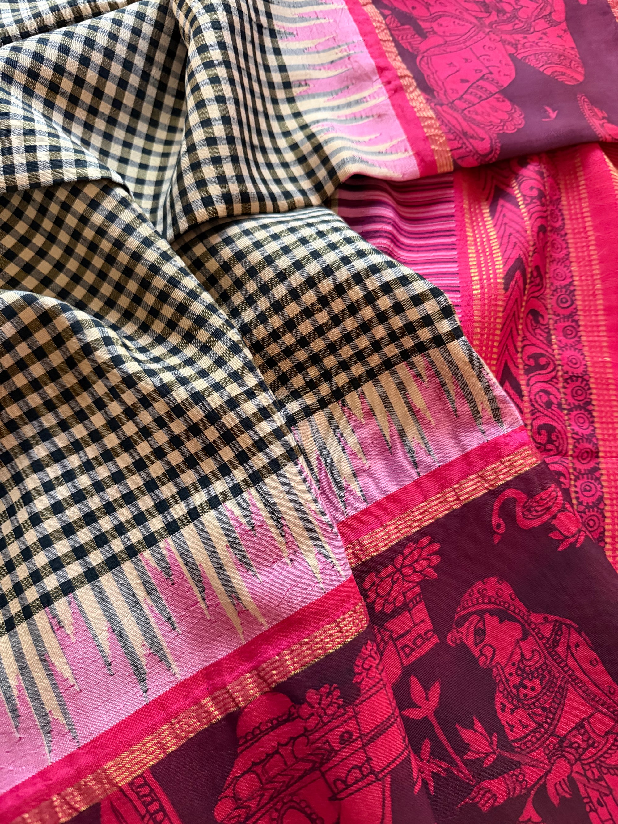 VRIKSHA: Miniature Kalamkari on Kanjivaram Silk