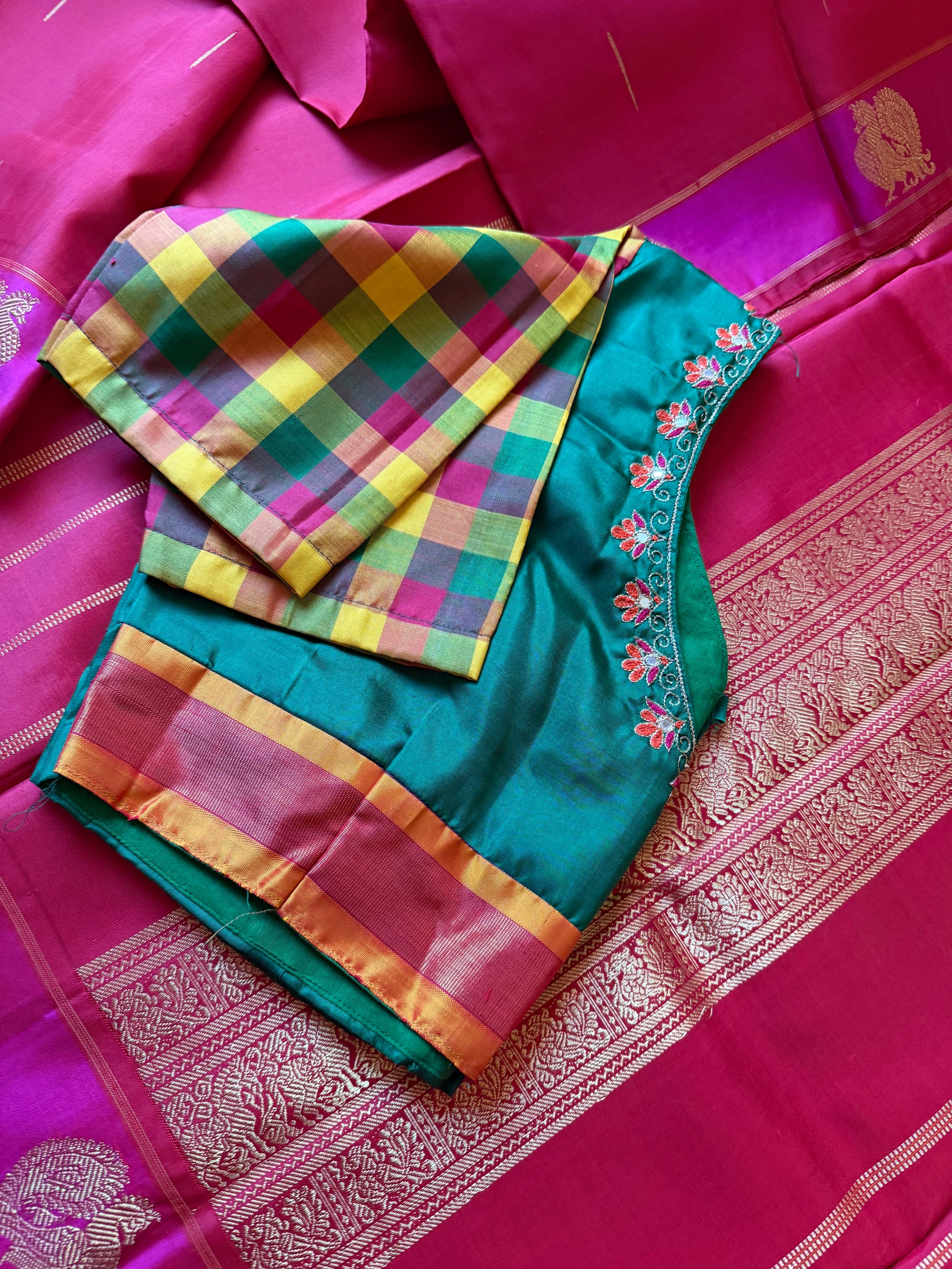 Handcrafted Kanjivaram Silk Blouse : Paalum Pazhamum