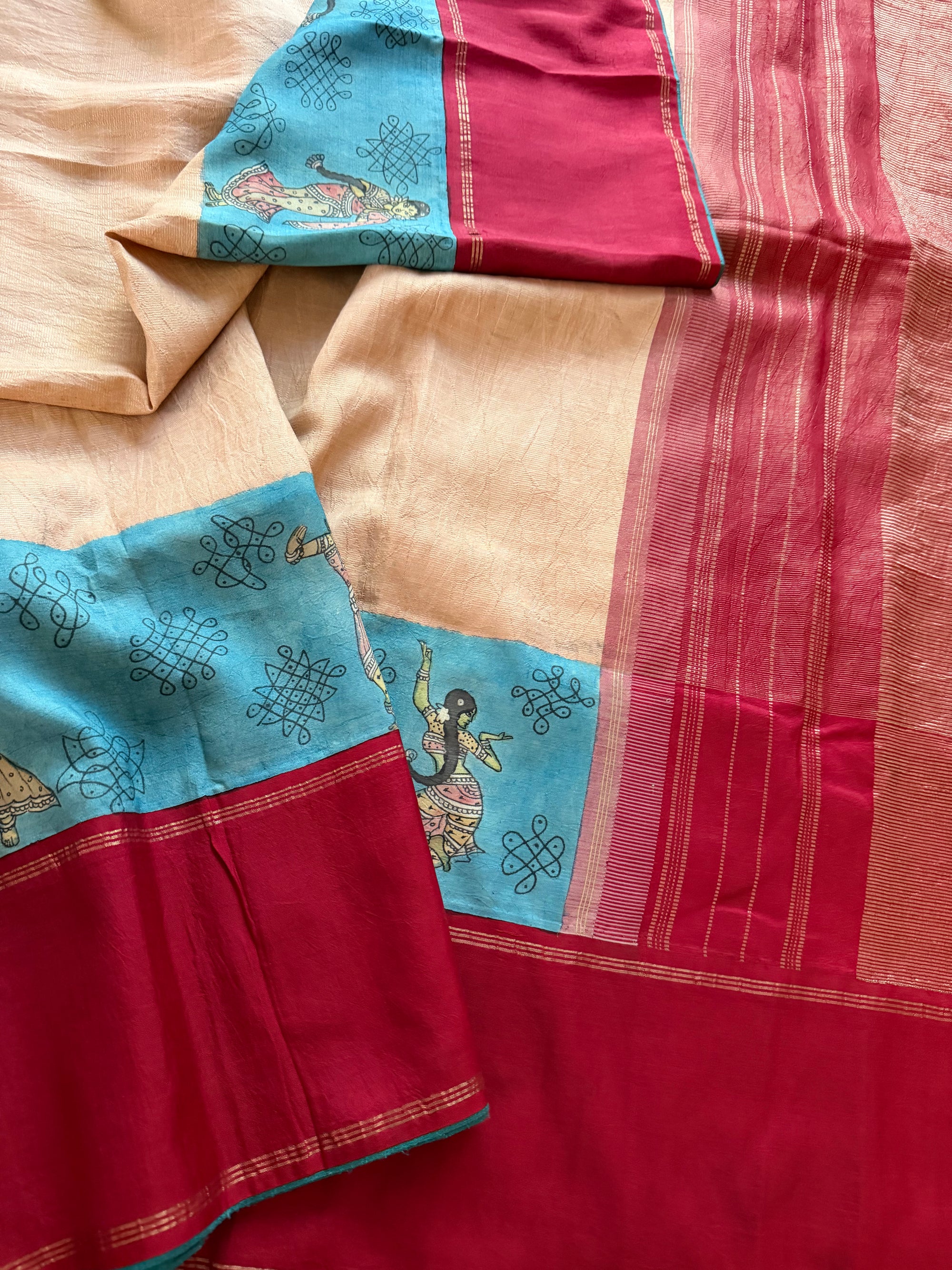 VRIKSHA: Miniature Kalamkari on Kanjivaram Silk (Vairaoosi)