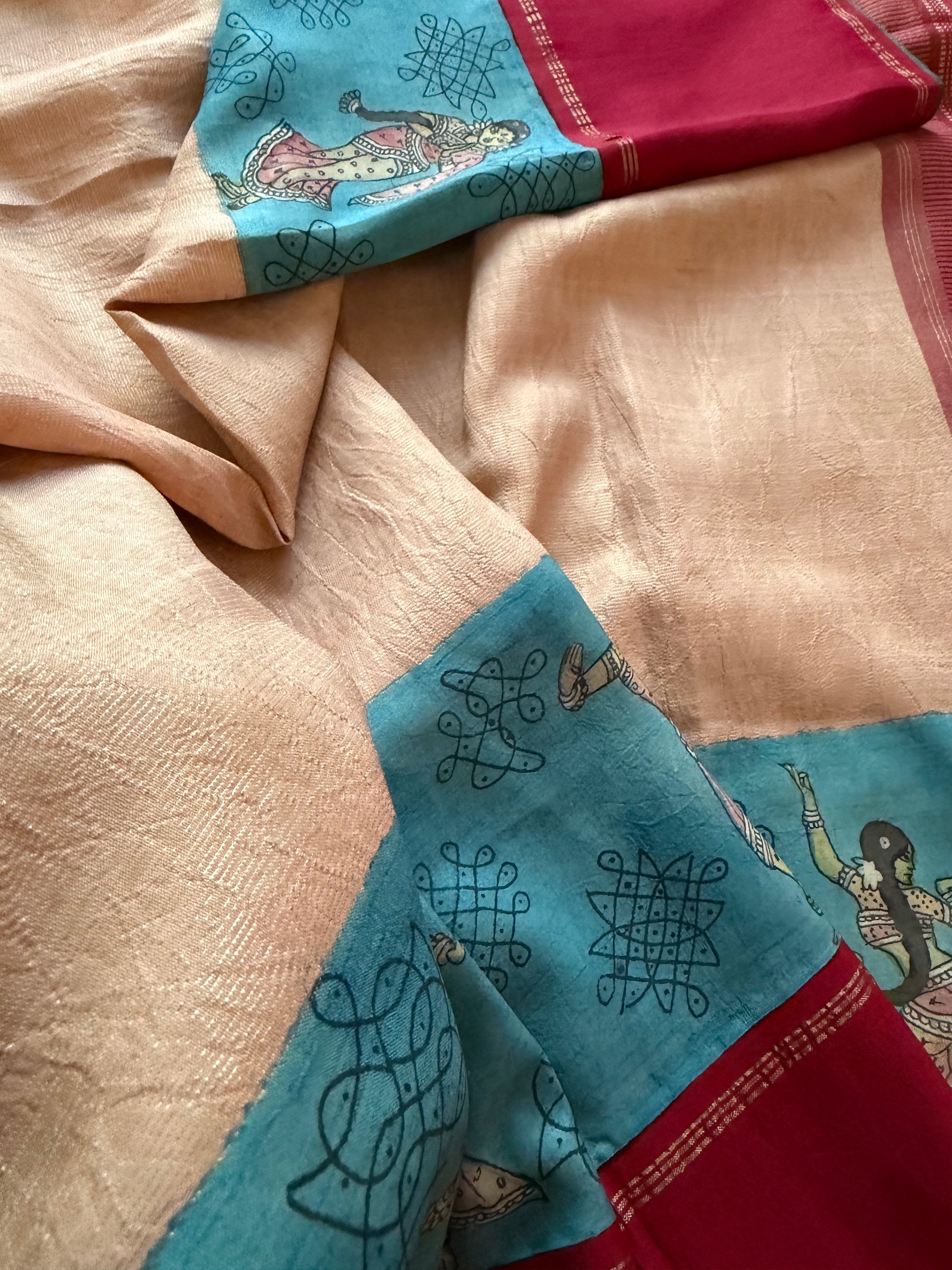 VRIKSHA: Miniature Kalamkari on Kanjivaram Silk (Vairaoosi)