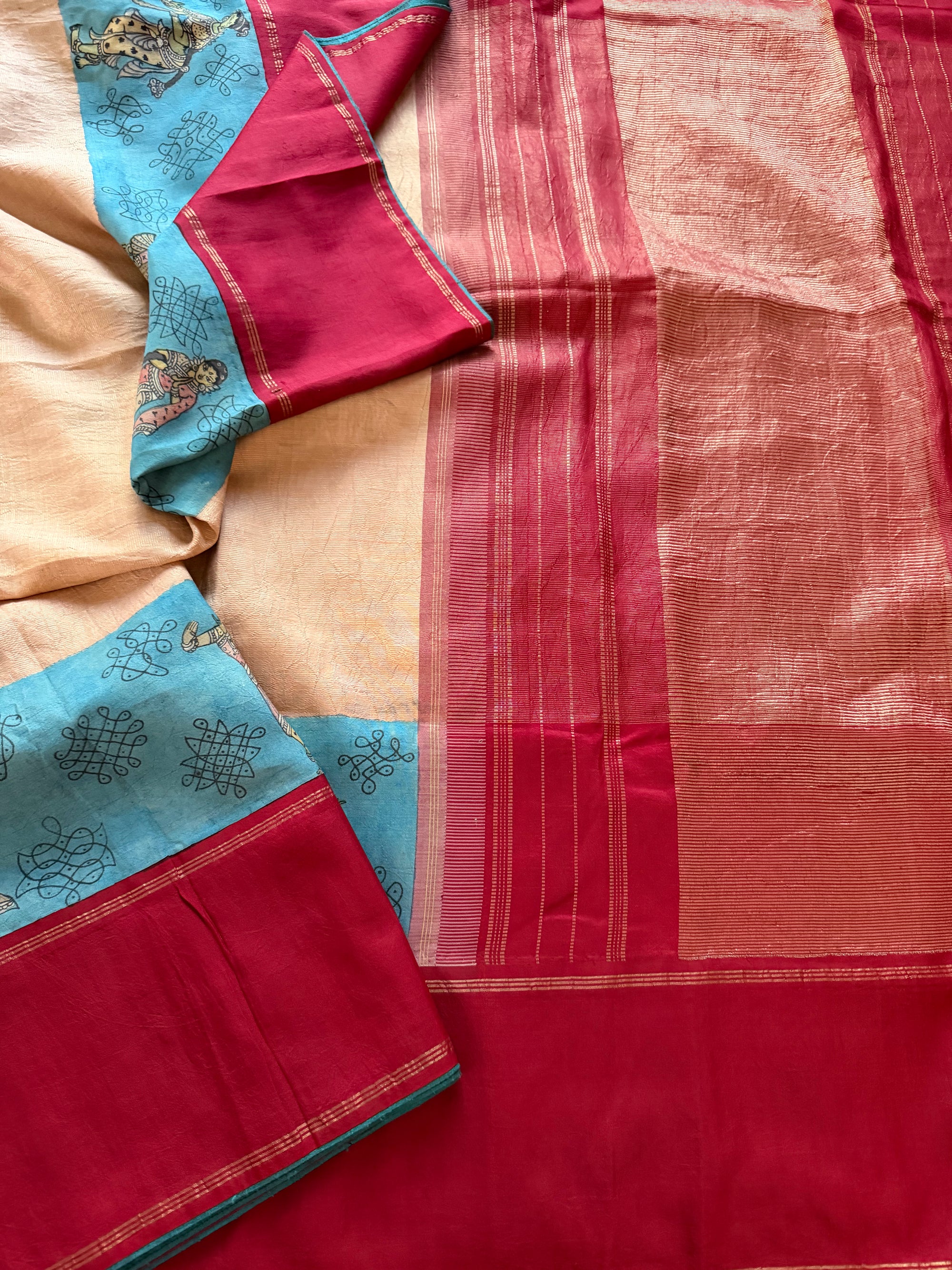 VRIKSHA: Miniature Kalamkari on Kanjivaram Silk (Vairaoosi)