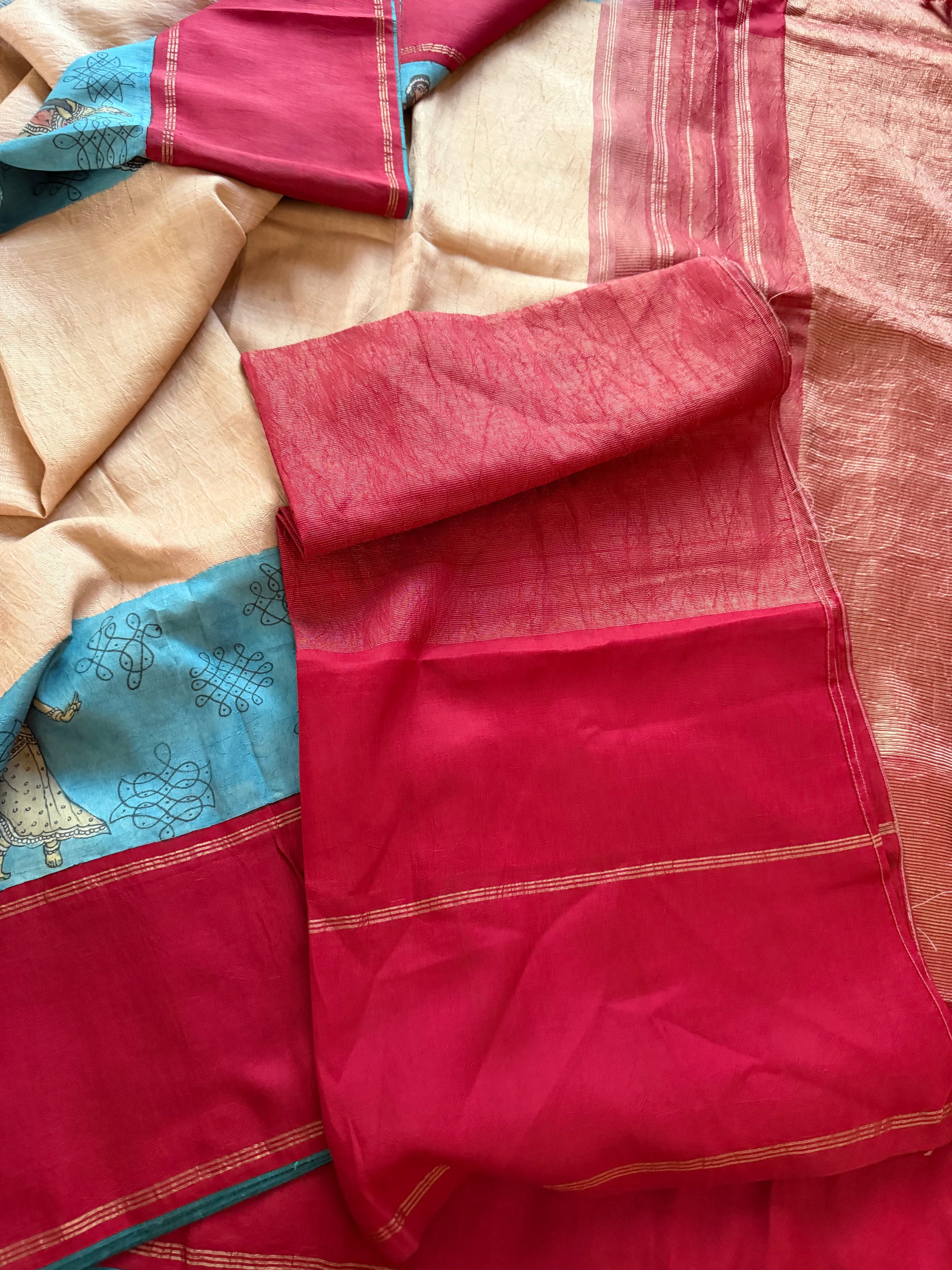 VRIKSHA: Miniature Kalamkari on Kanjivaram Silk (Vairaoosi)