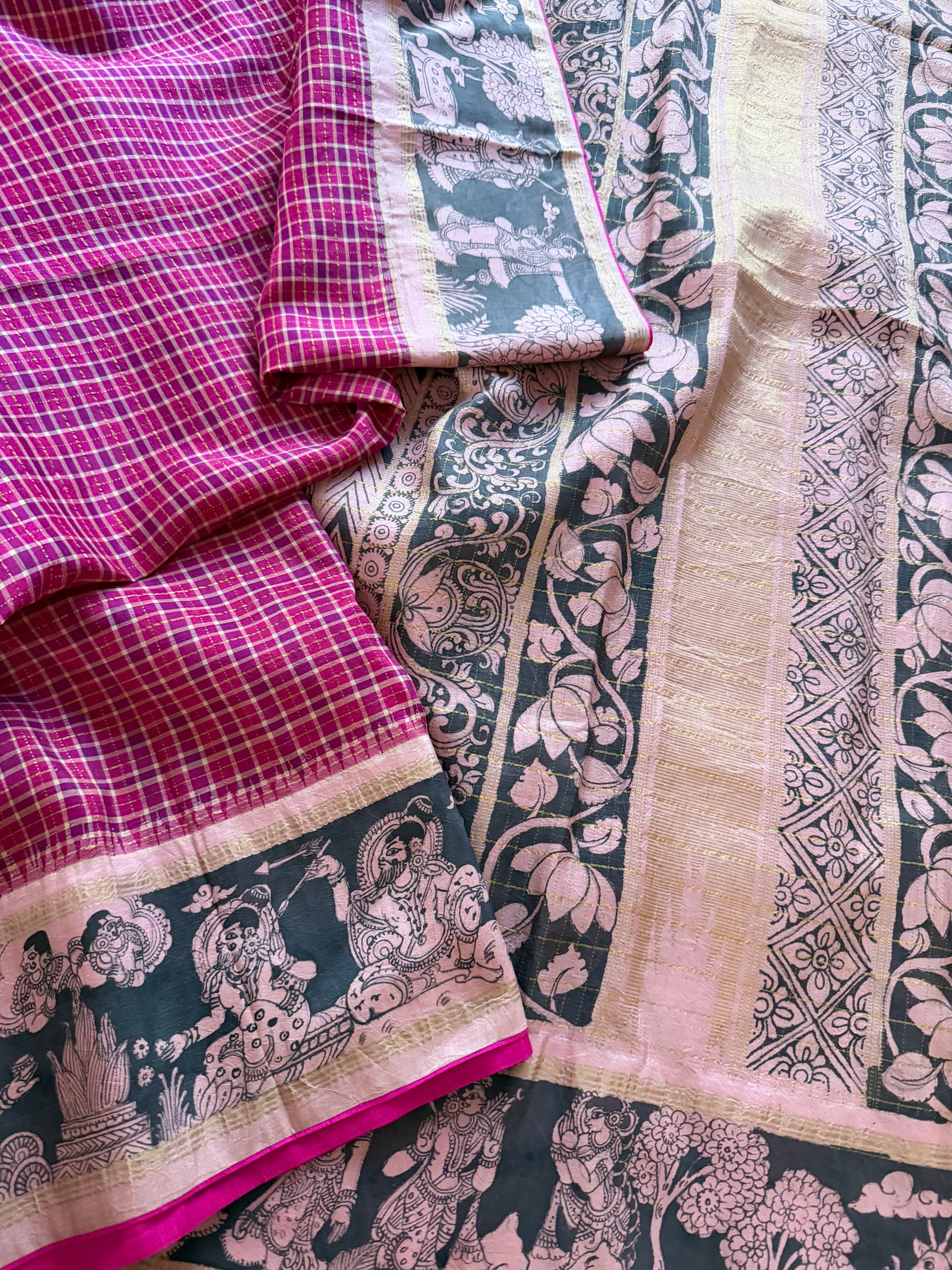 VRIKSHA: Miniature Kalamkari on Kanjivaram Silk