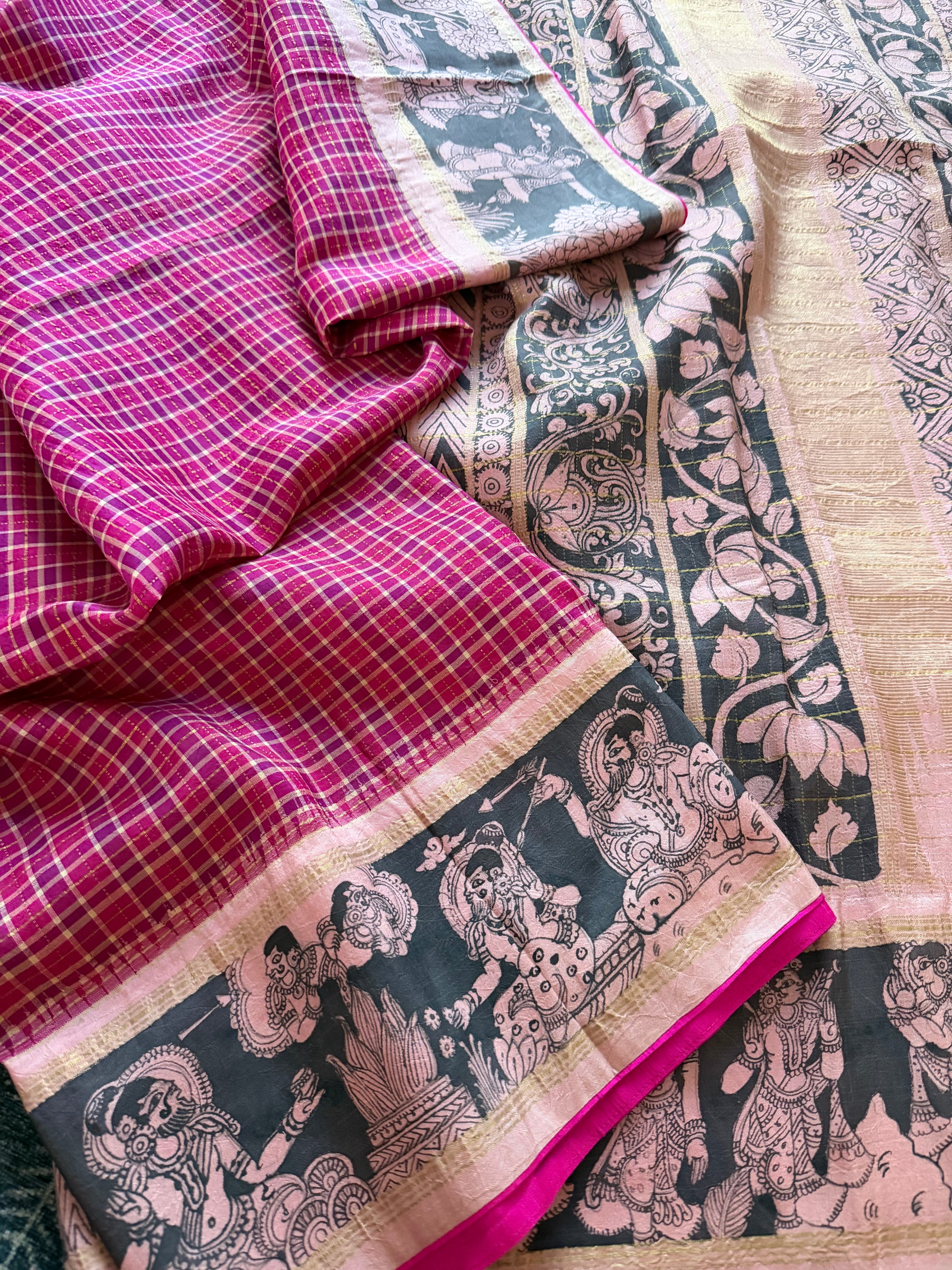 VRIKSHA: Miniature Kalamkari on Kanjivaram Silk