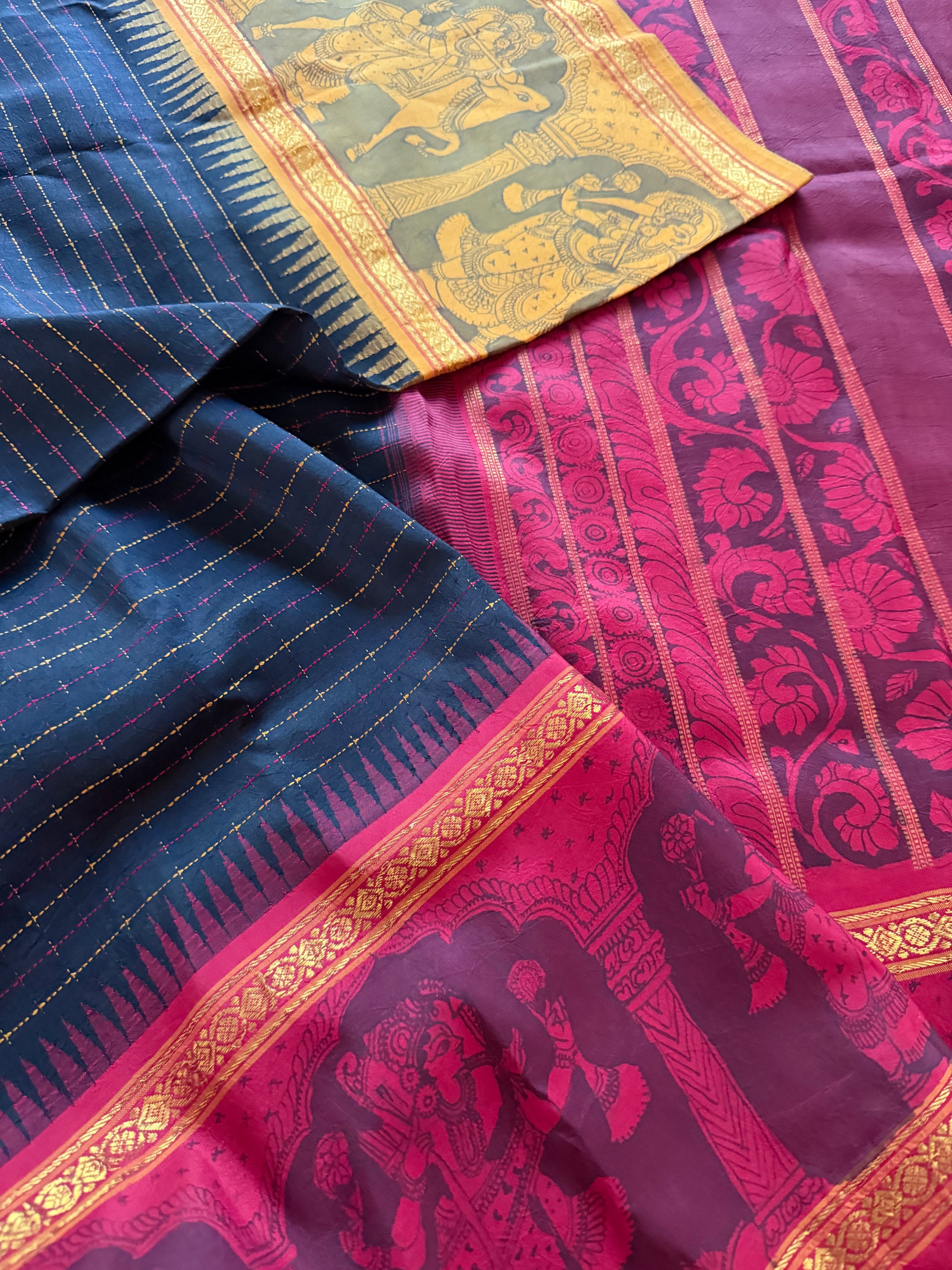VRIKSHA: Miniature Kalamkari on Kanjivaram Silk (Plus butta)