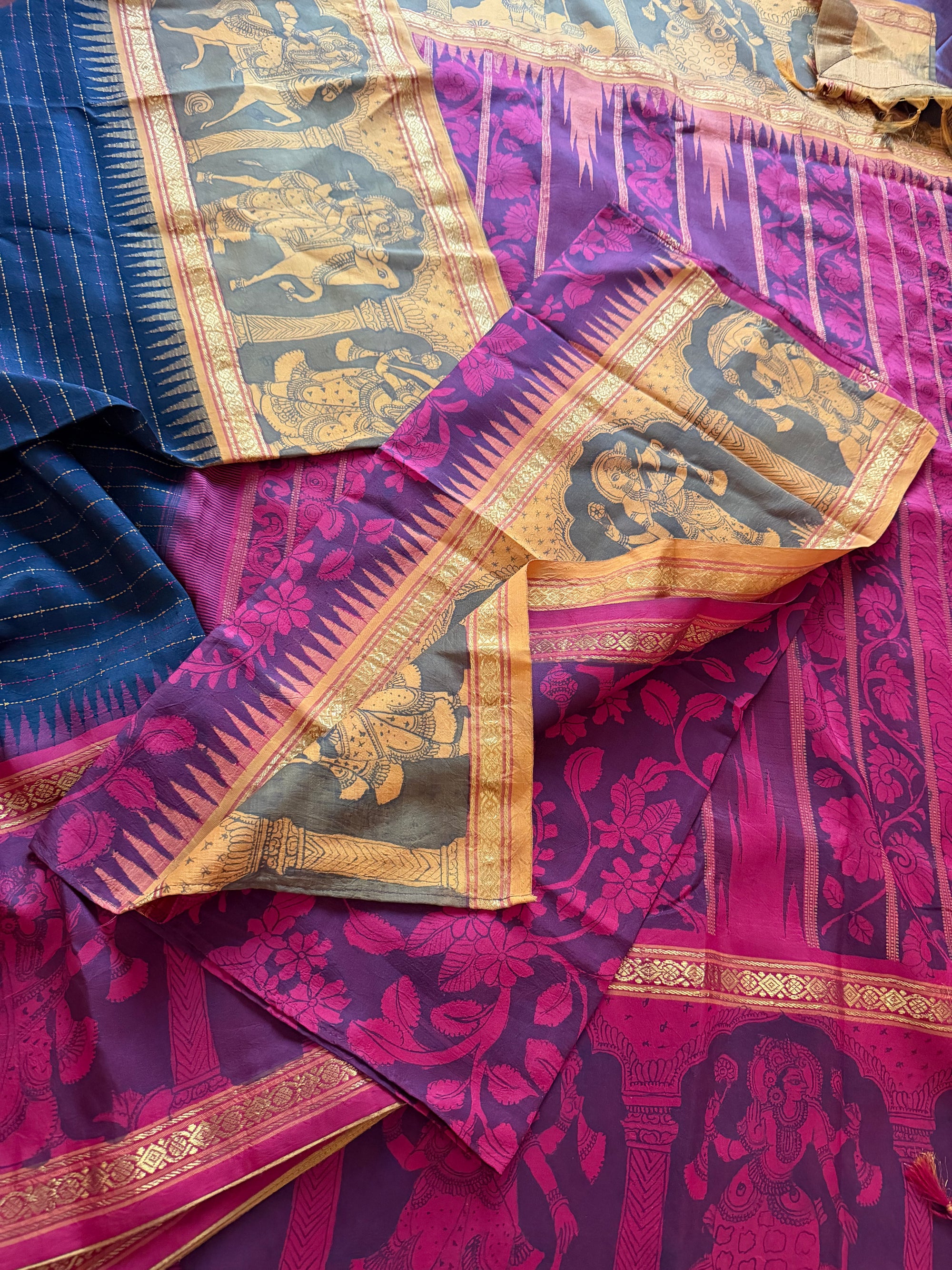 VRIKSHA: Miniature Kalamkari on Kanjivaram Silk (Plus butta)