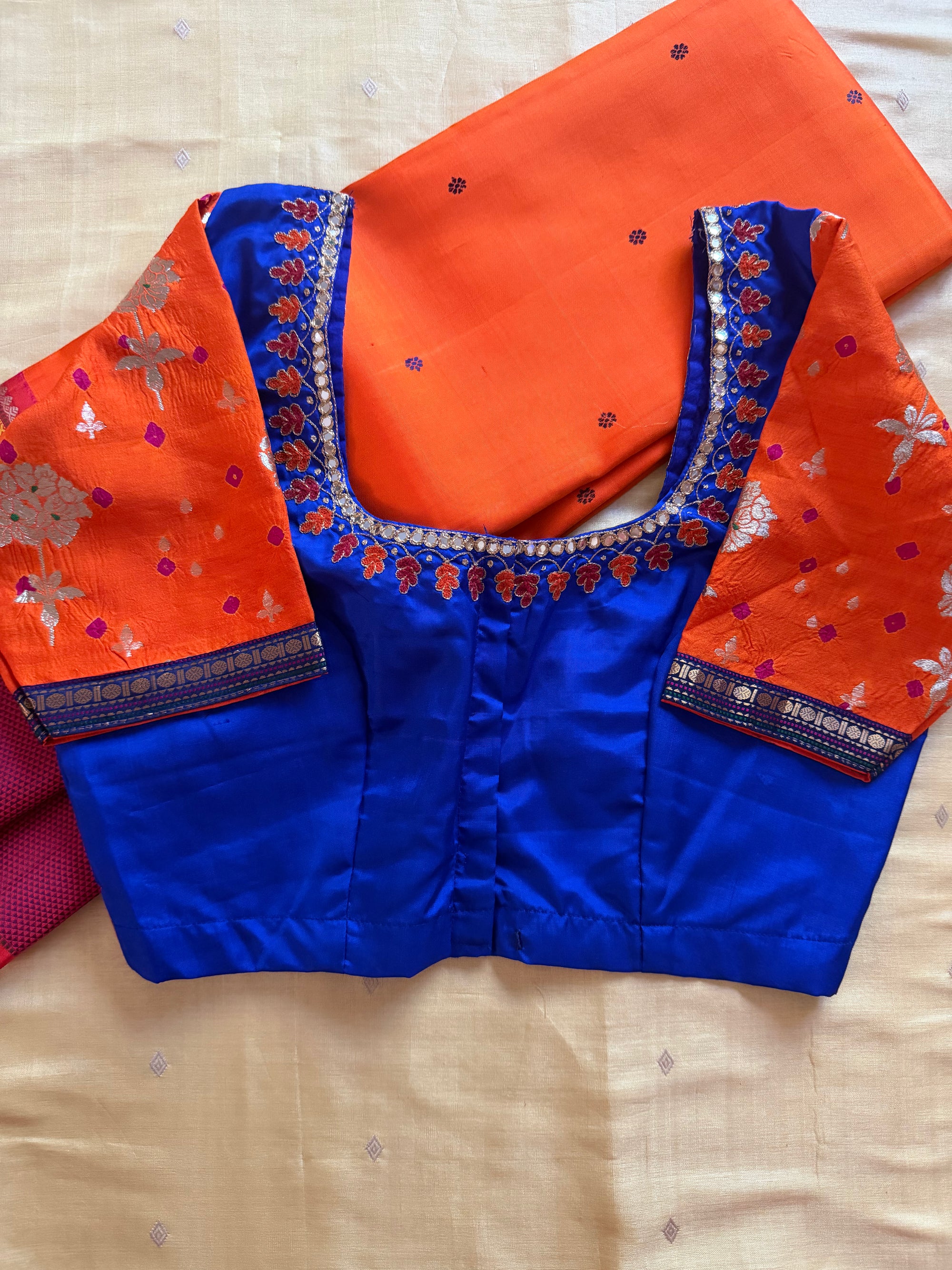 Handcrafted Ready to Wear Blouse : Kanjivaram Silk (Royal Blue)