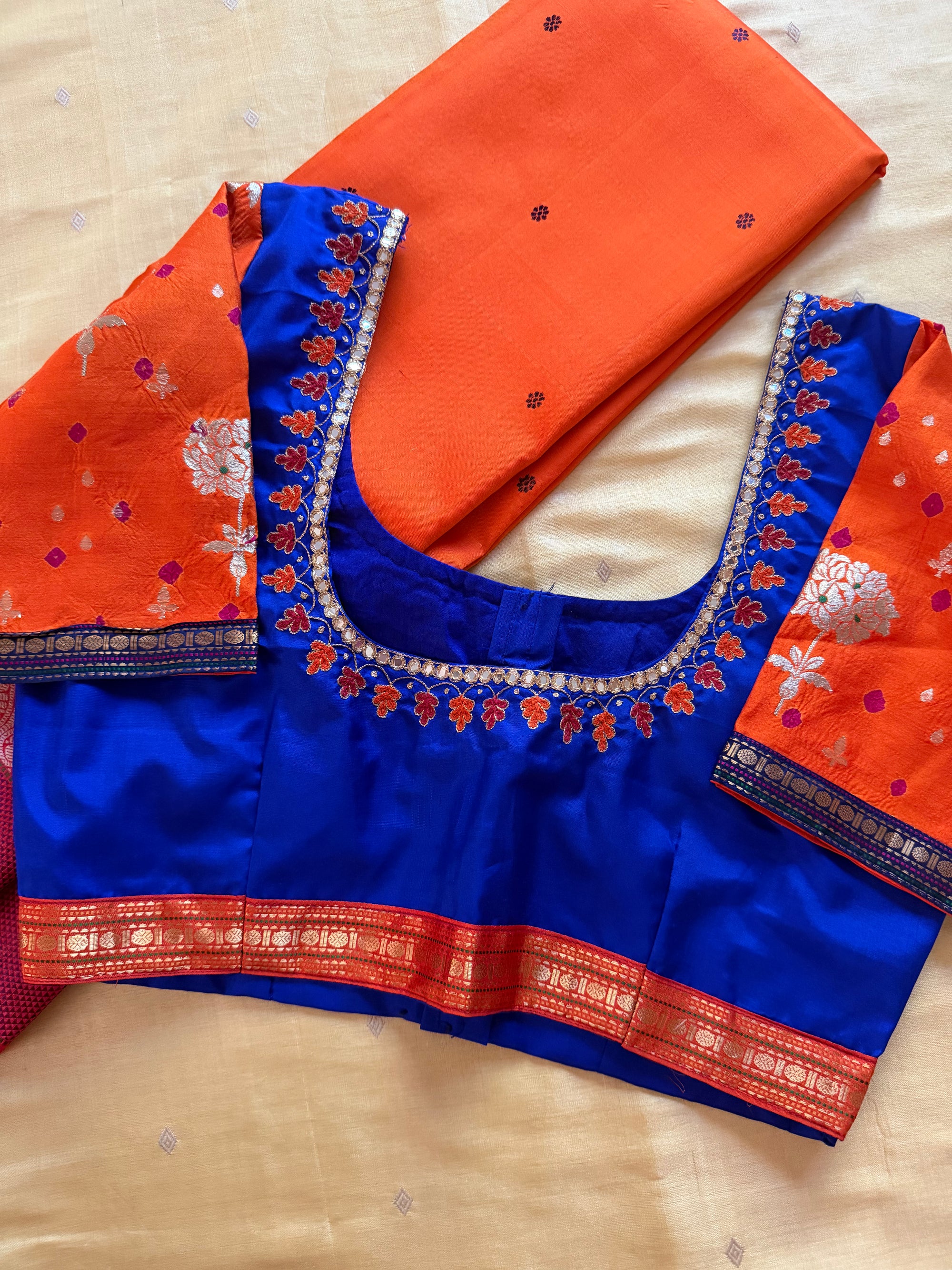 Handcrafted Ready to Wear Blouse : Kanjivaram Silk (Royal Blue)