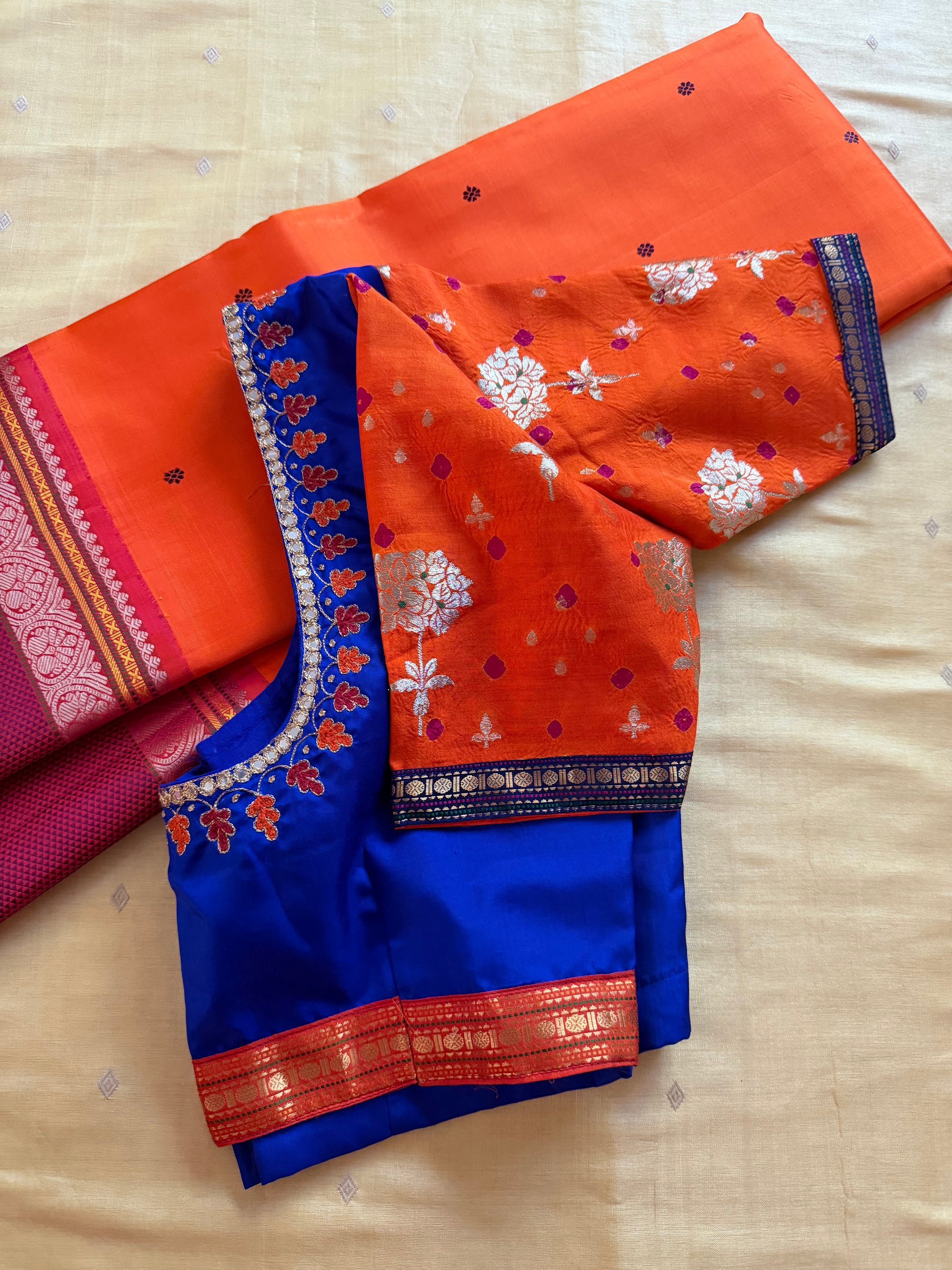 Handcrafted Ready to Wear Blouse : Kanjivaram Silk (Royal Blue)