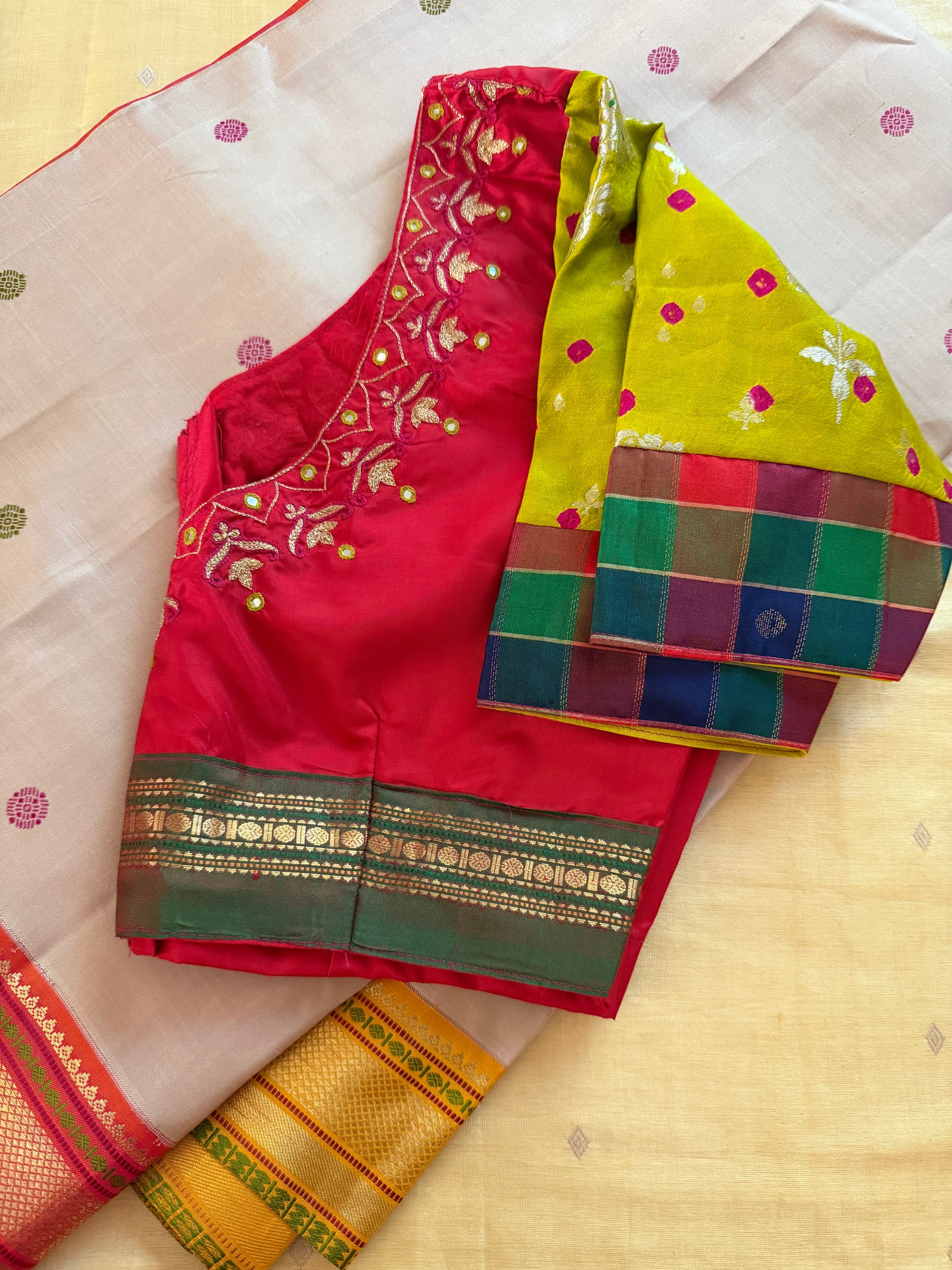 Handcrafted Ready to Wear Blouse : Kanjivaram Silk (Red)