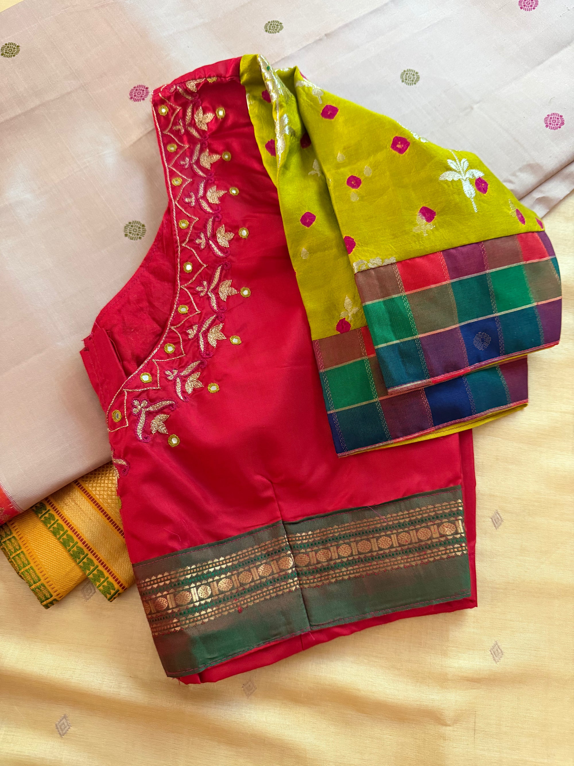 Handcrafted Ready to Wear Blouse : Kanjivaram Silk (Red)