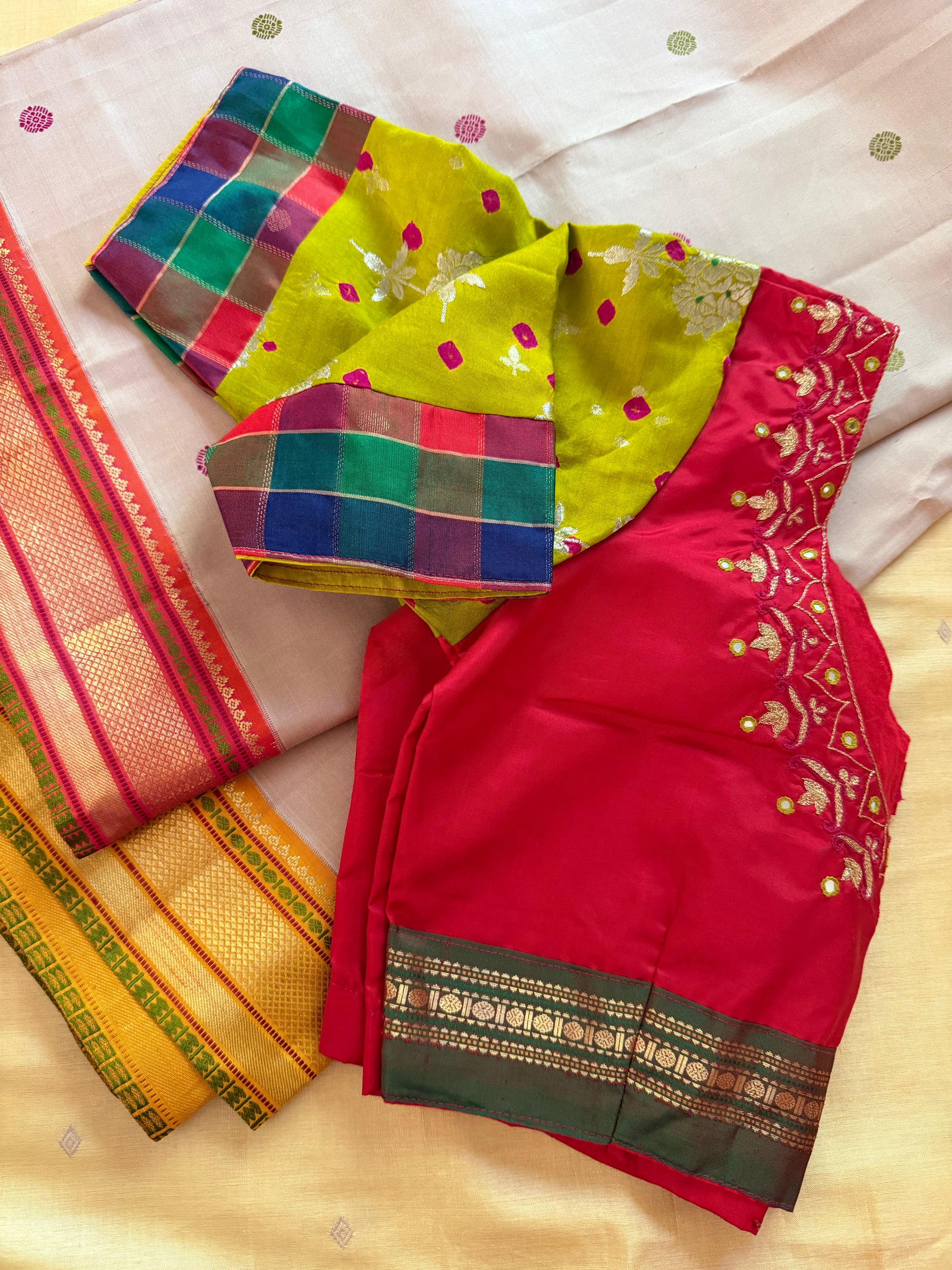 Handcrafted Ready to Wear Blouse : Kanjivaram Silk (Red)