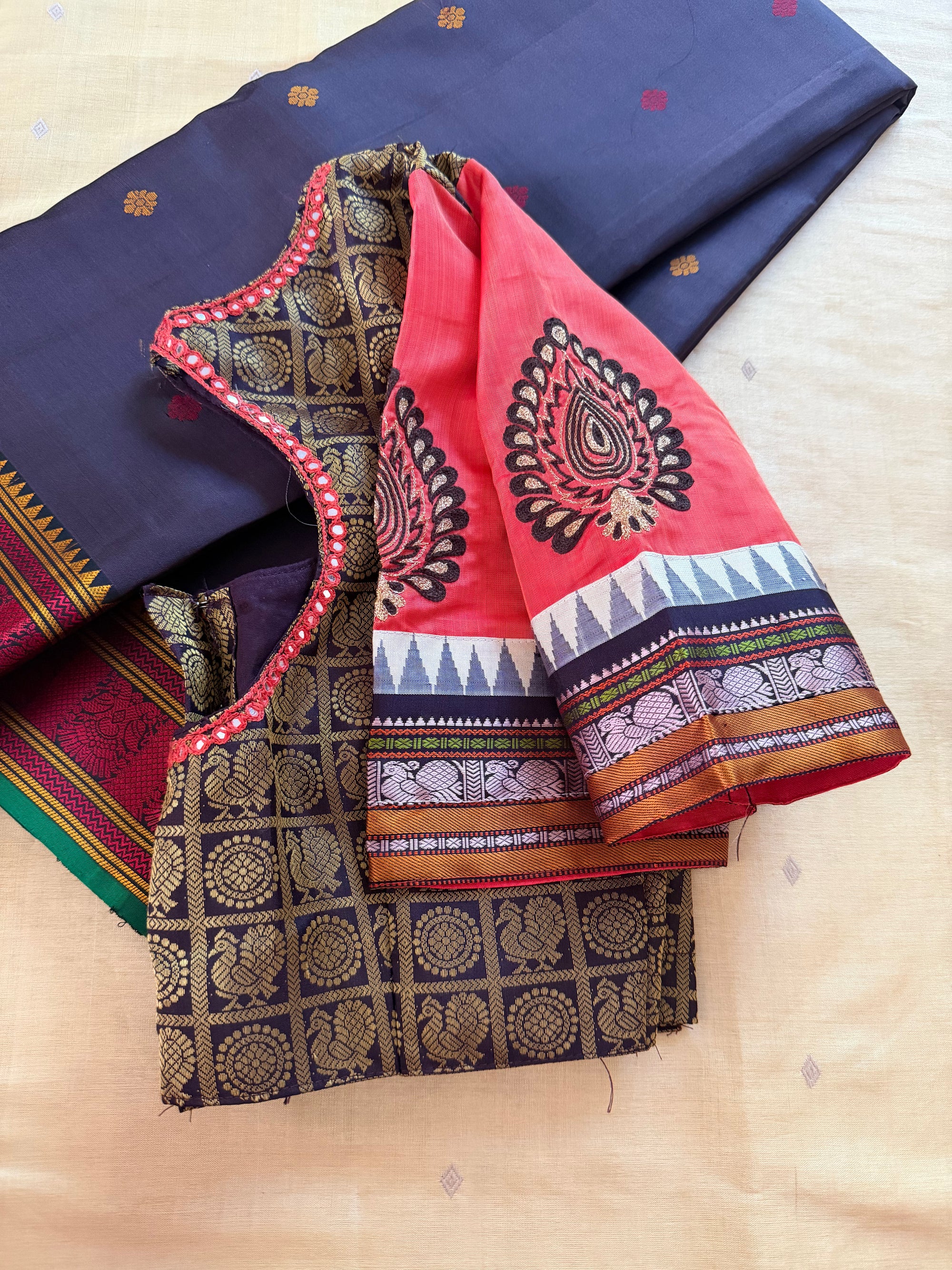 Handcrafted Ready to Wear Blouse : Kanjivaram Silk (Brown)