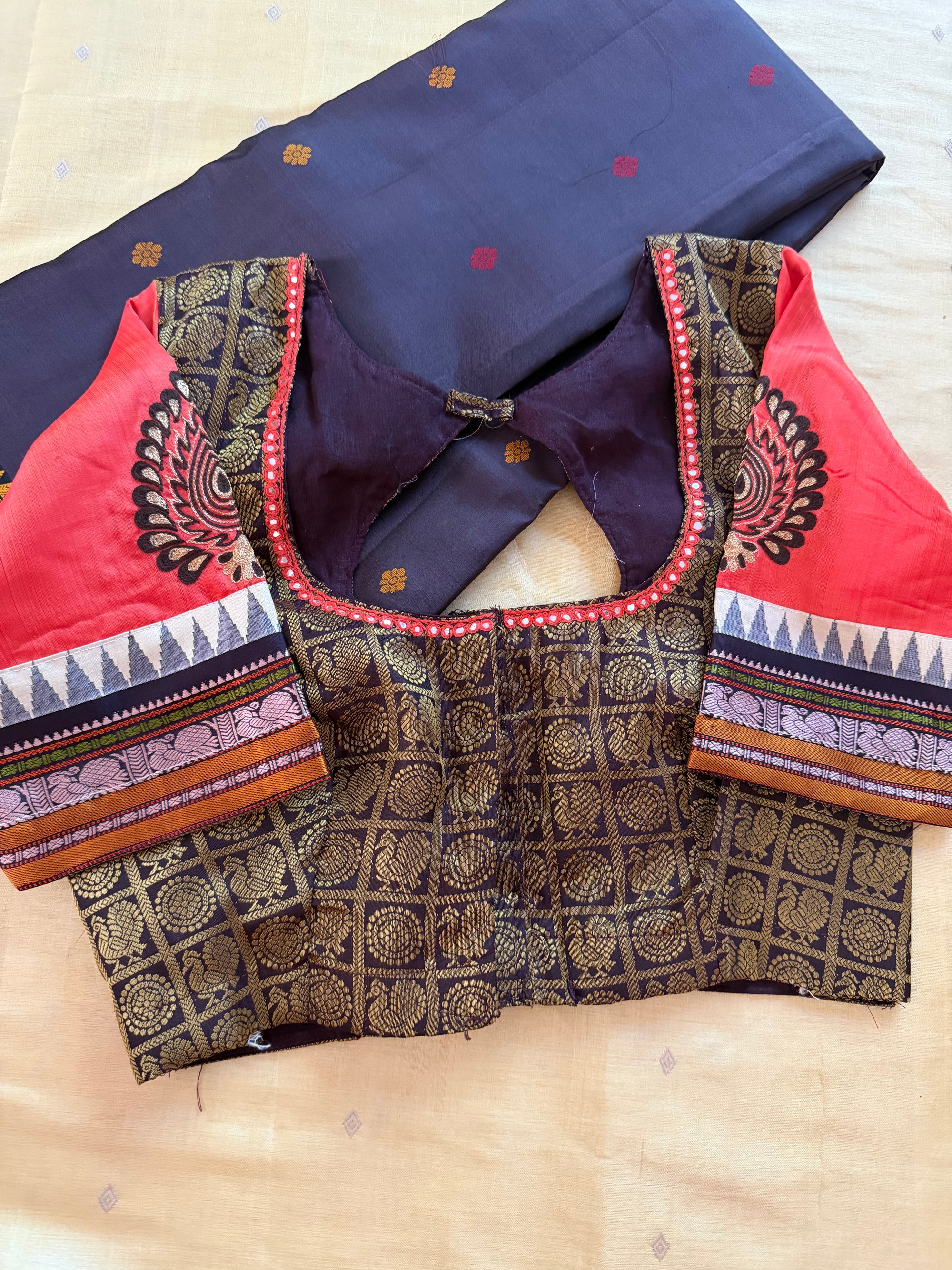 Handcrafted Ready to Wear Blouse : Kanjivaram Silk (Brown)