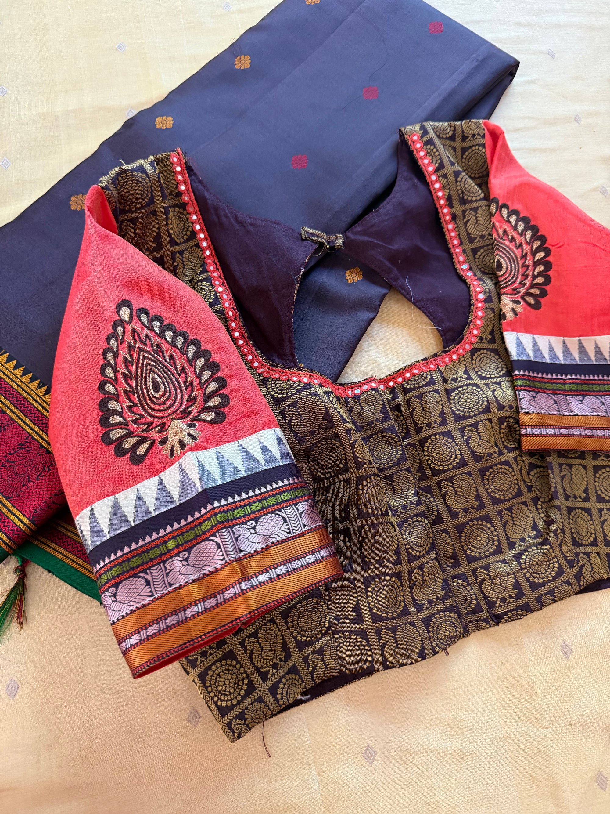 Handcrafted Ready to Wear Blouse : Kanjivaram Silk (Brown)