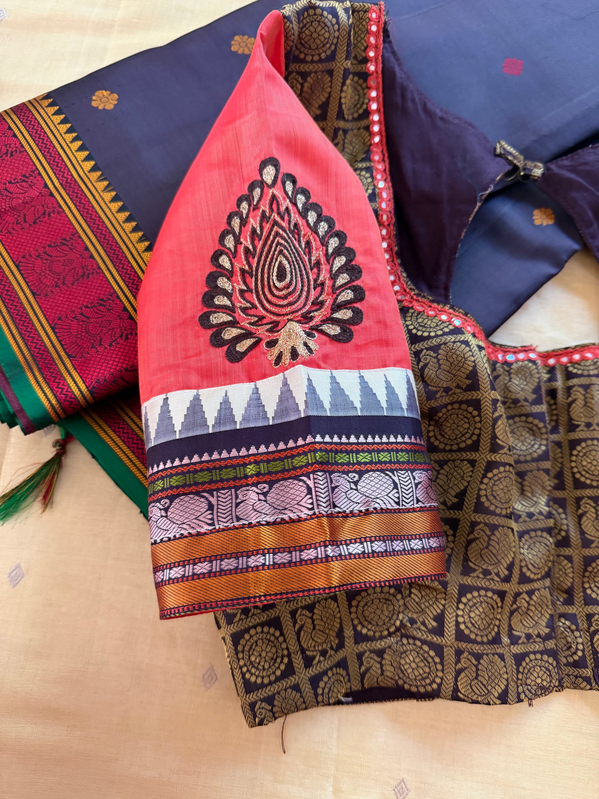 Handcrafted Ready to Wear Blouse : Kanjivaram Silk (Brown)