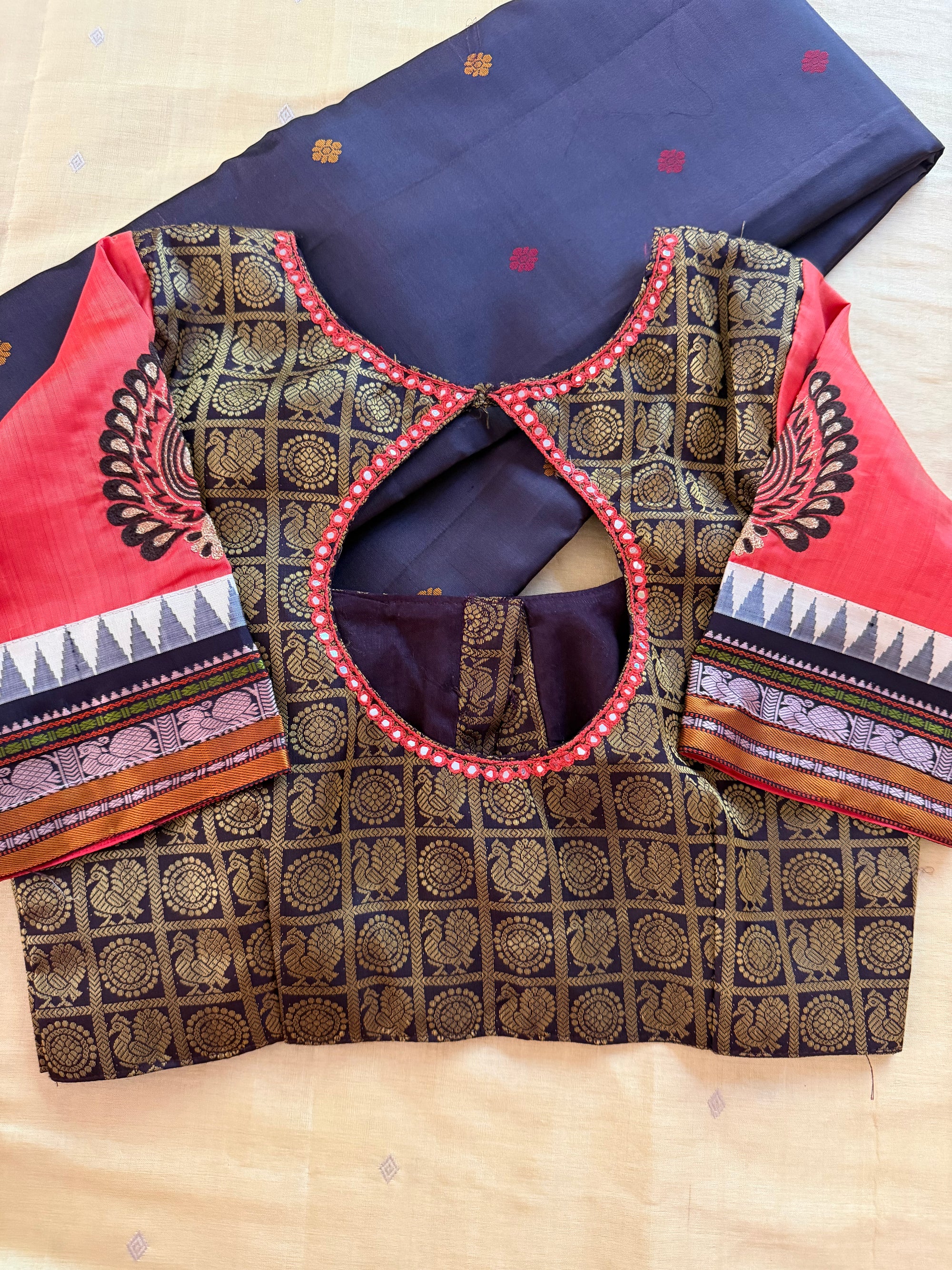 Handcrafted Ready to Wear Blouse : Kanjivaram Silk (Brown)