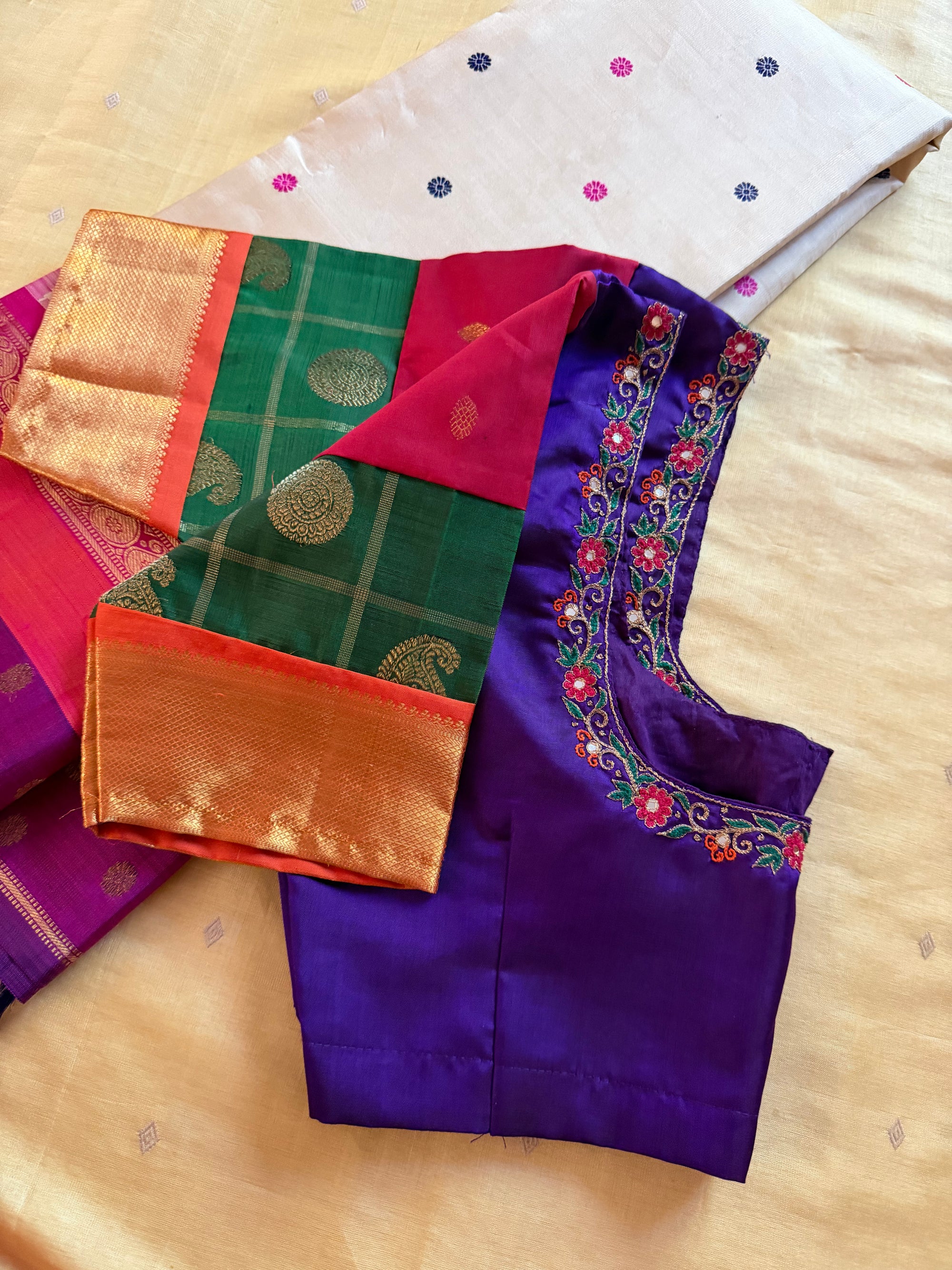 Handcrafted Ready to Wear Blouse : Kanjivaram Silk (Deep purple)