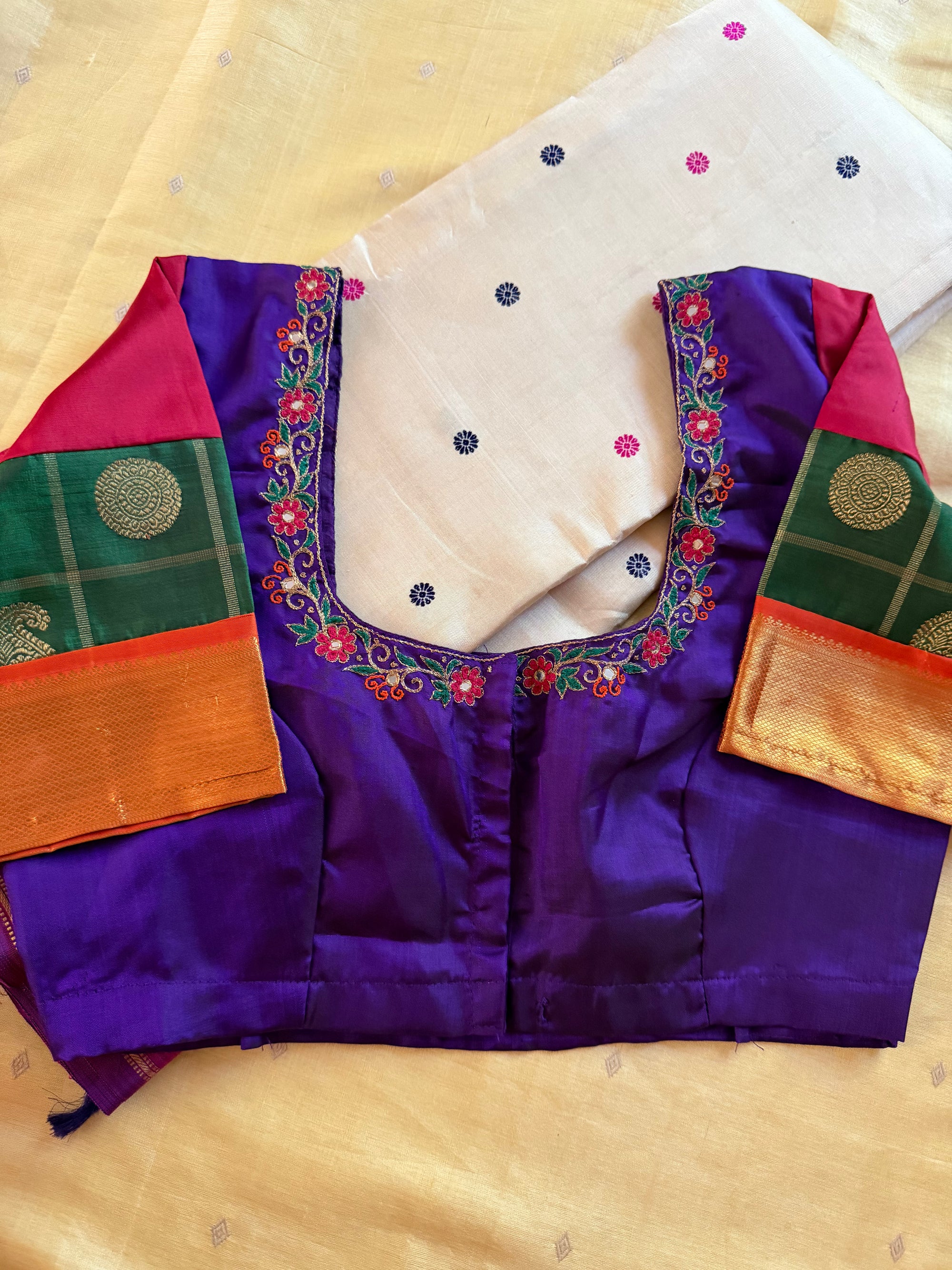 Handcrafted Ready to Wear Blouse : Kanjivaram Silk (Deep purple)