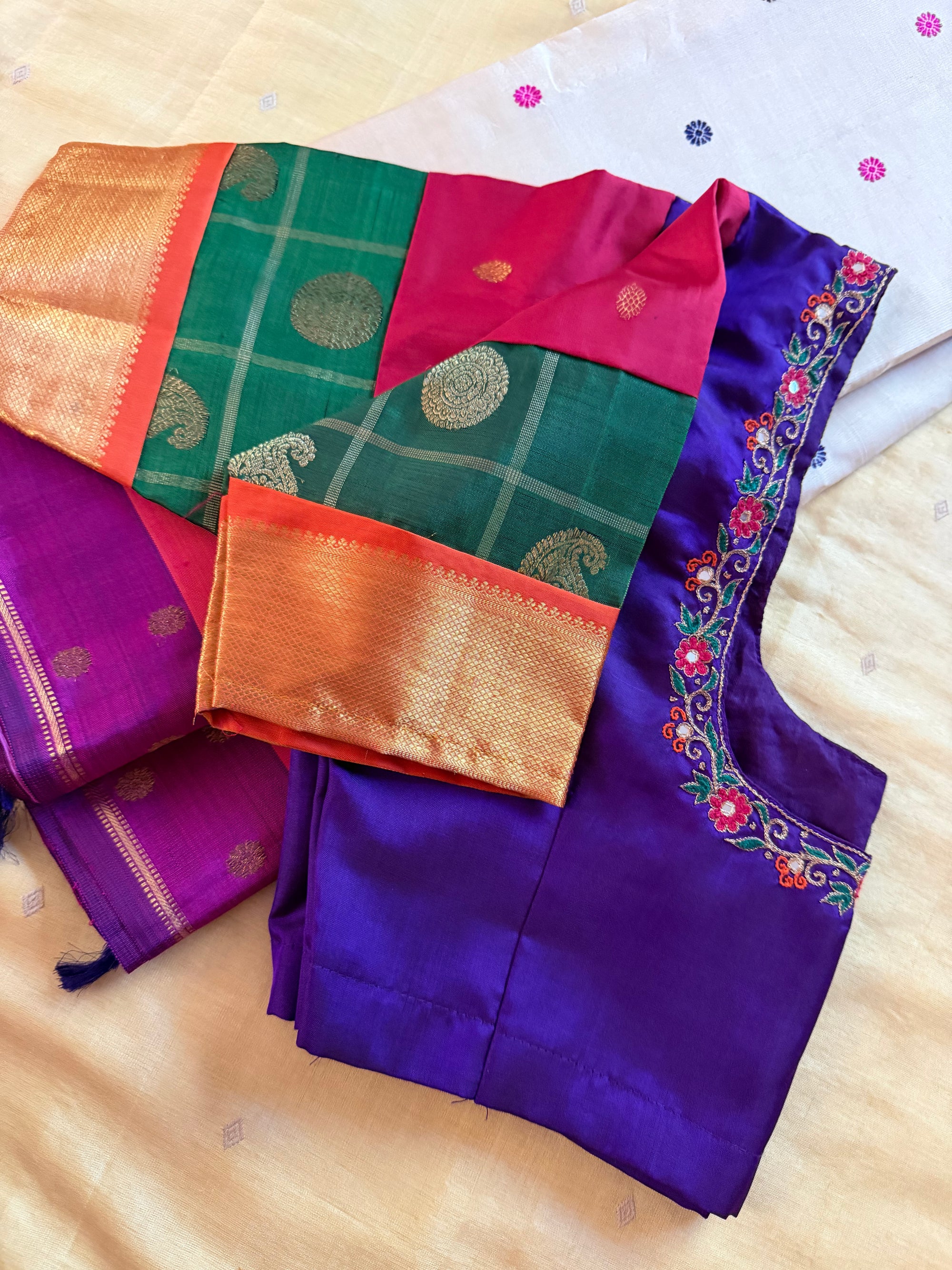Handcrafted Ready to Wear Blouse : Kanjivaram Silk (Deep purple)
