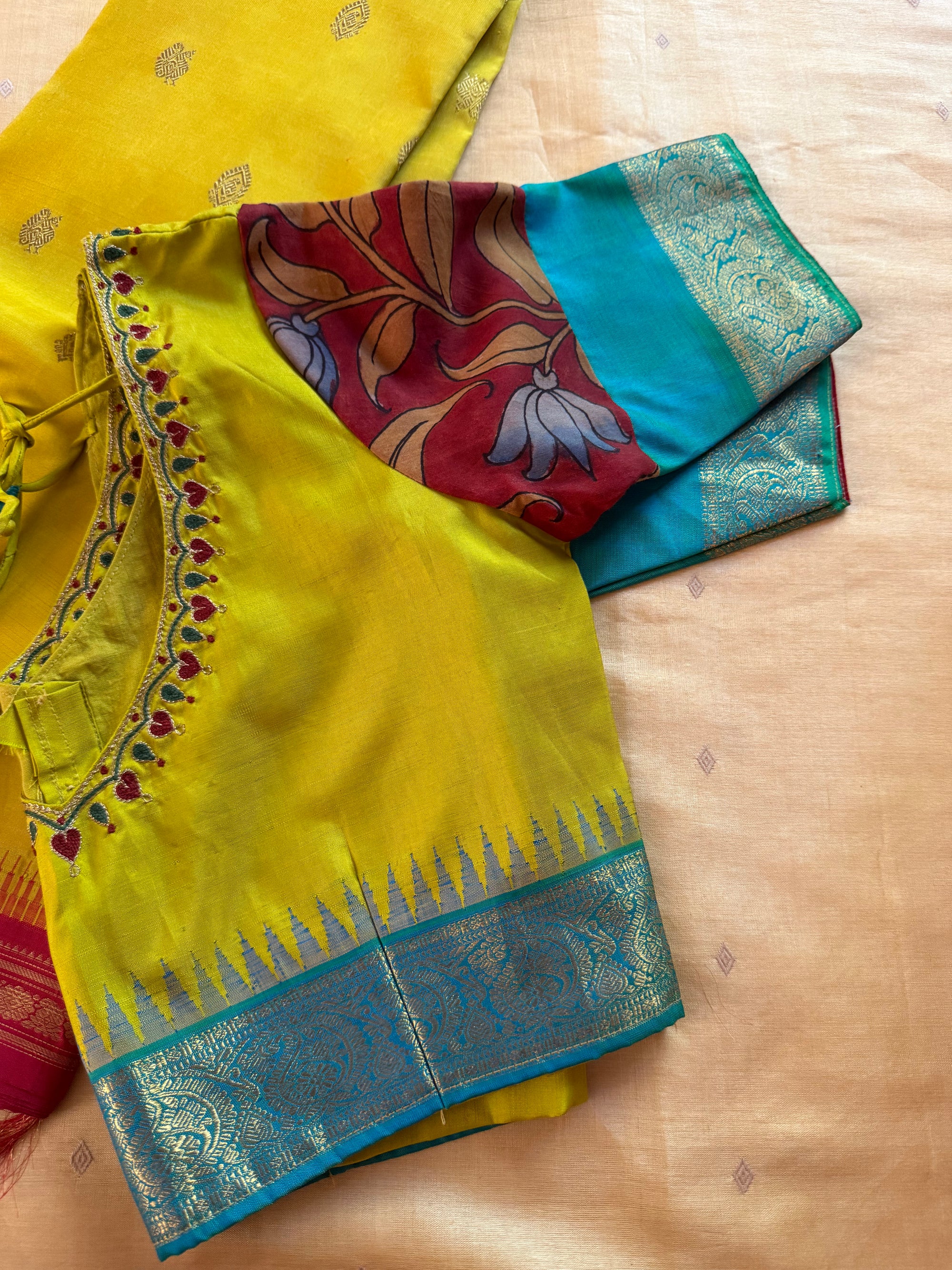 Handcrafted Ready to Wear Blouse : Kanjivaram Silk (Chartreuse Green)