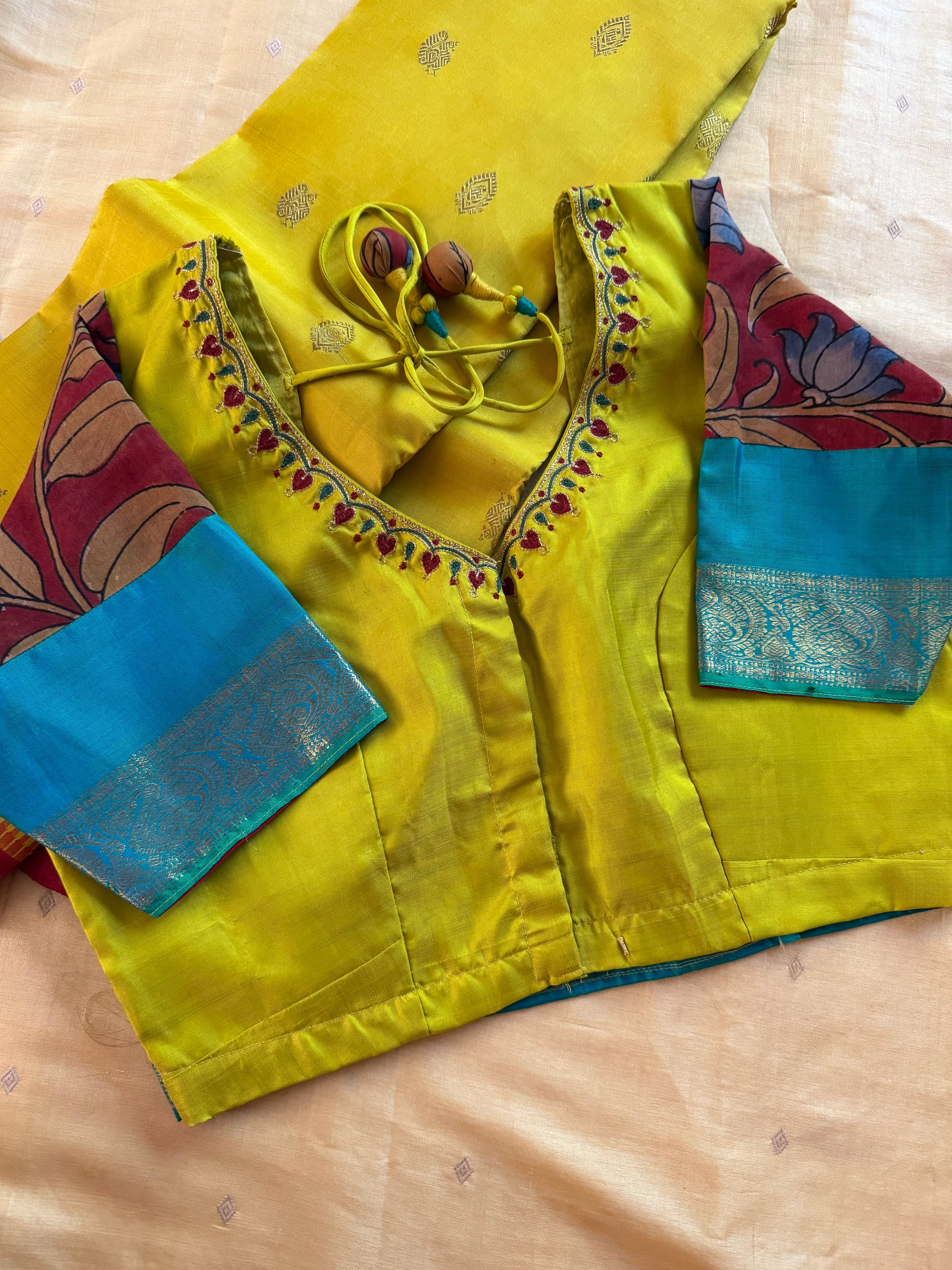 Handcrafted Ready to Wear Blouse : Kanjivaram Silk (Chartreuse Green)