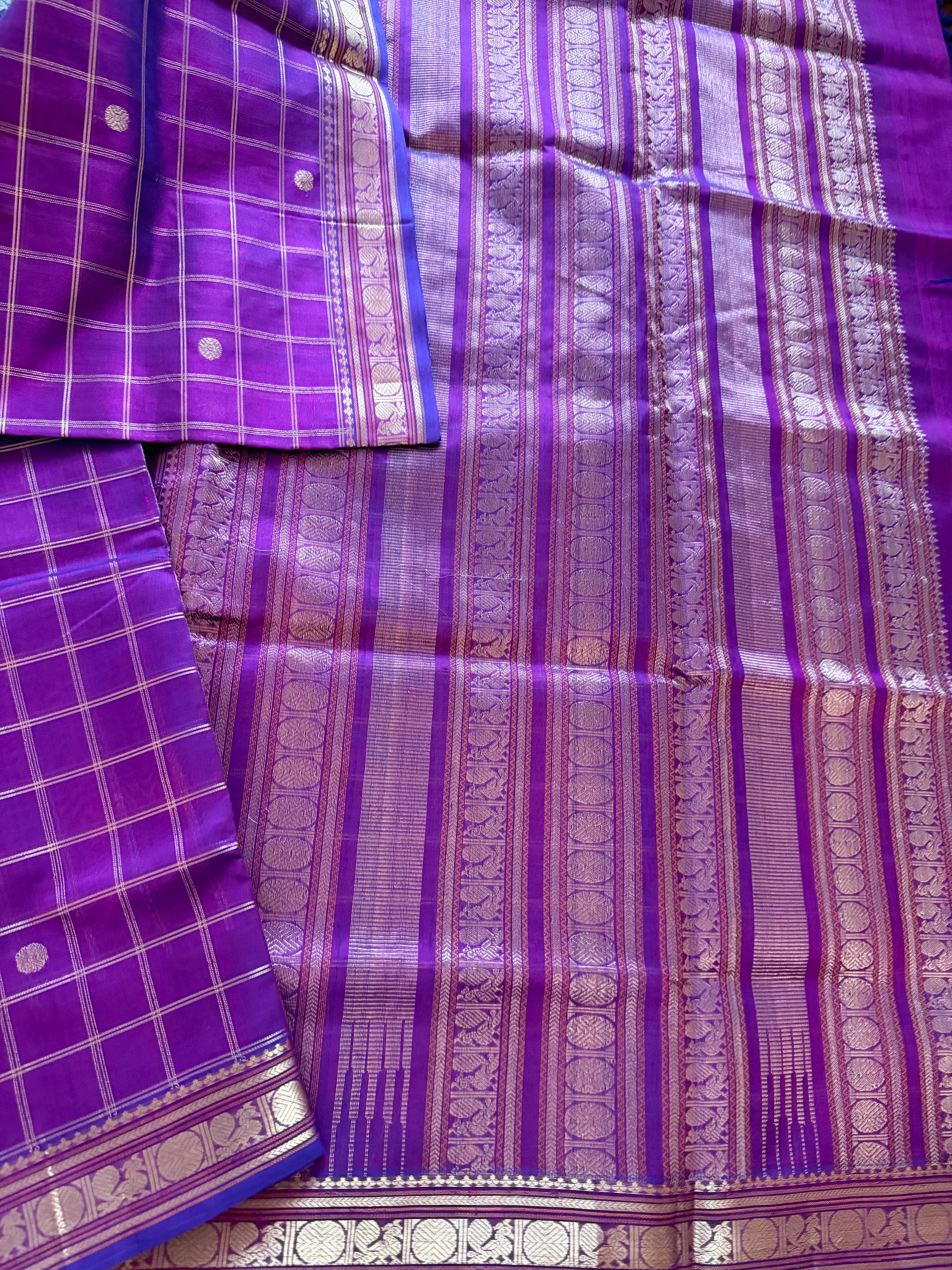 Silk Cotton :  Pink Purple with Zari kattam