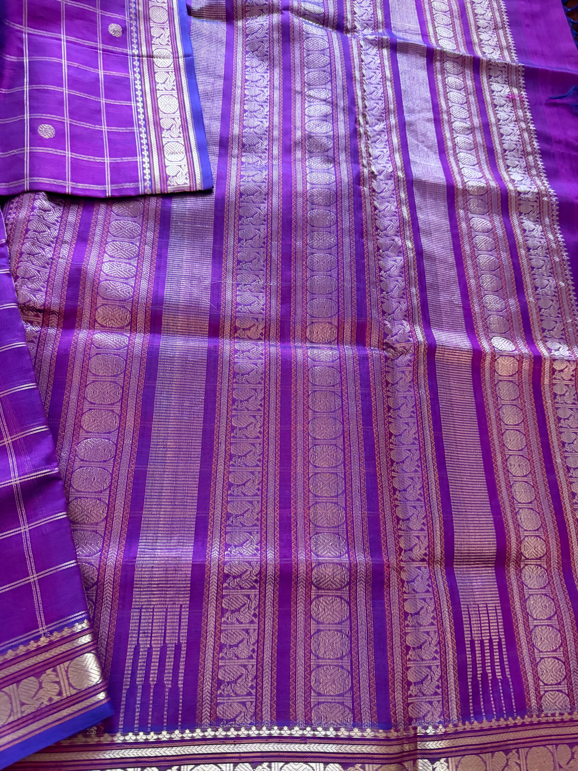 Silk Cotton :  Pink Purple with Zari kattam
