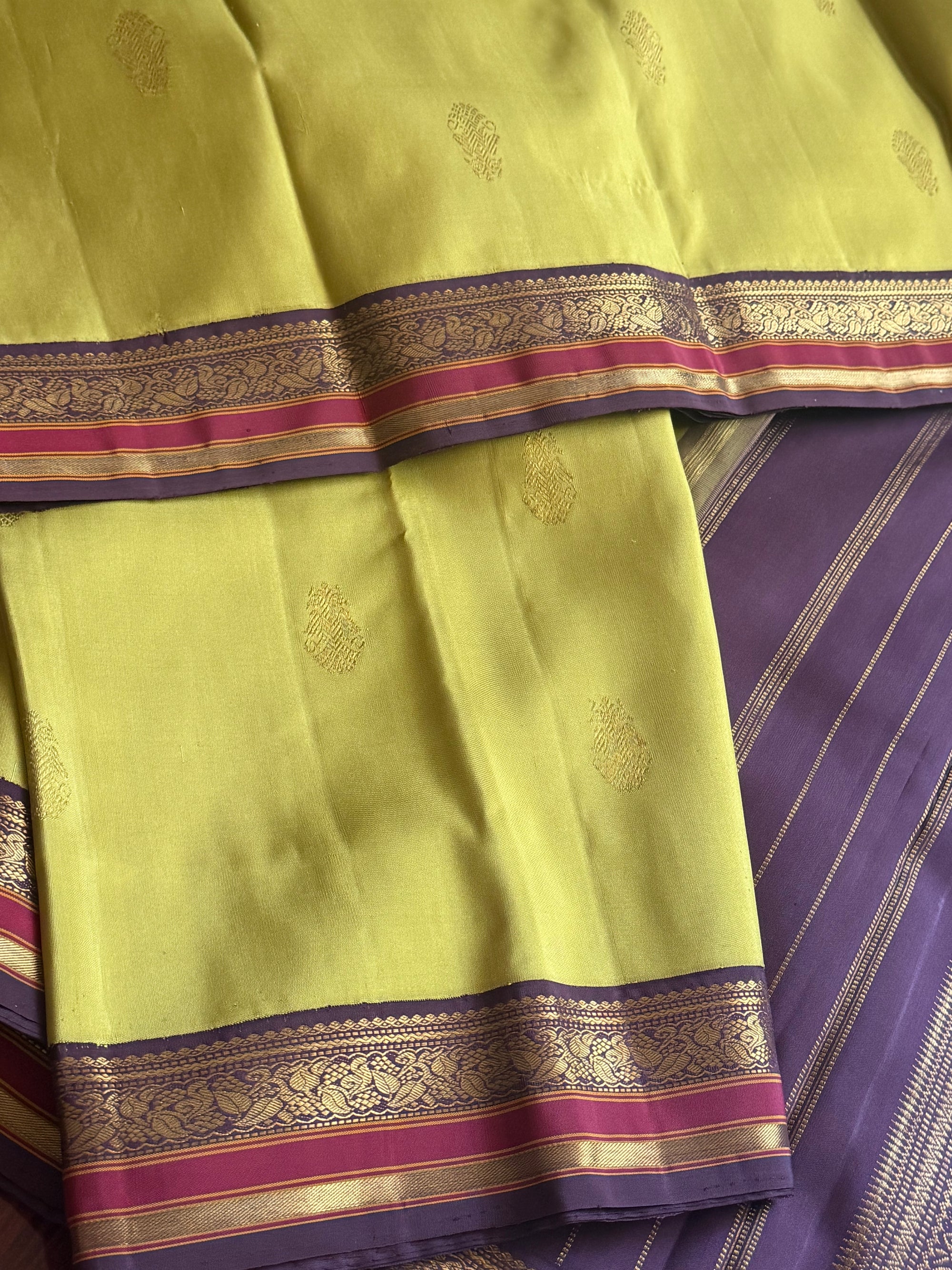 MAATHEY: Small border korvai Kanivaram (Sampanga &amp; Brown)