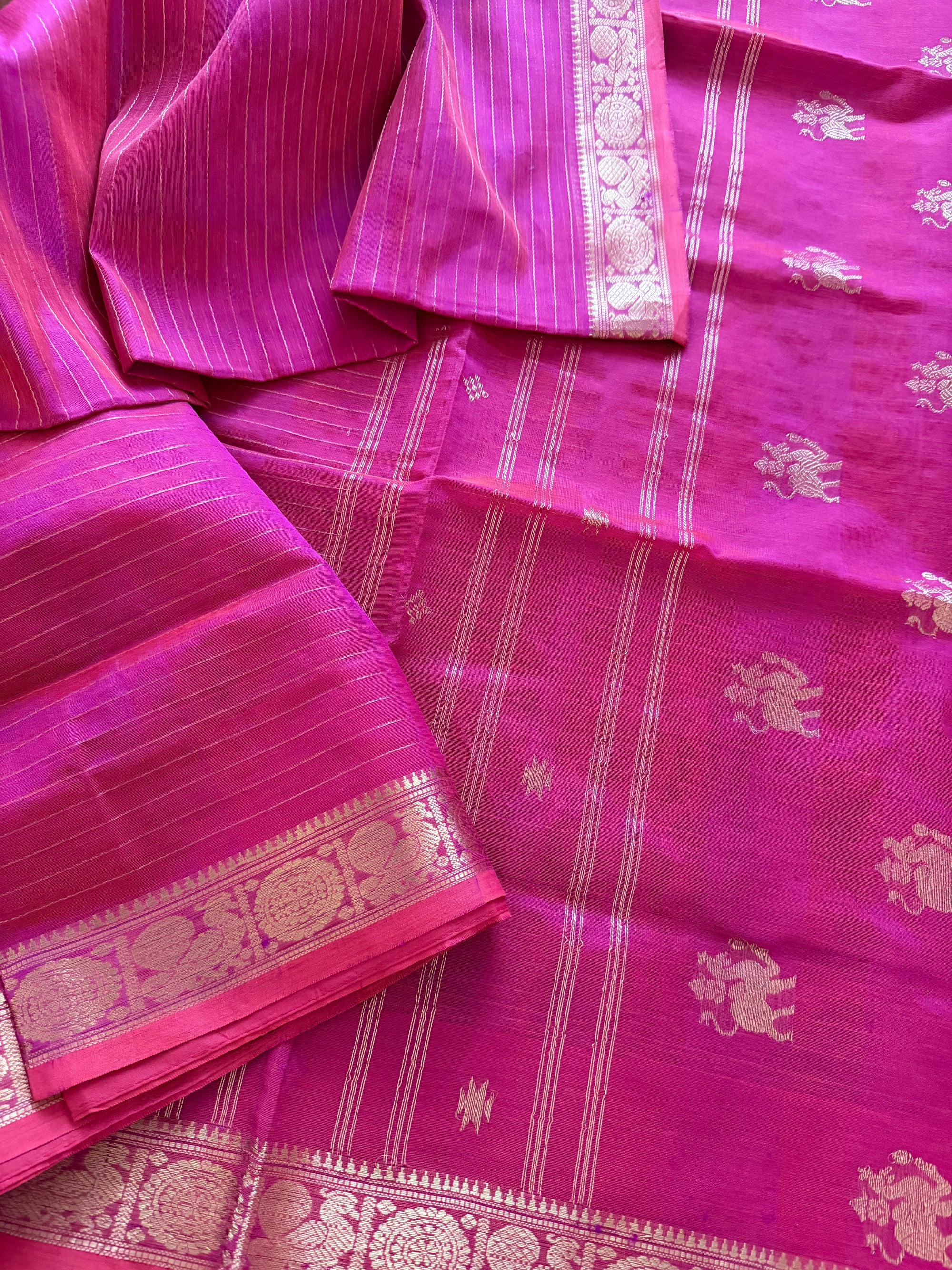 Silk Cotton :  Pink Oosi Stripes