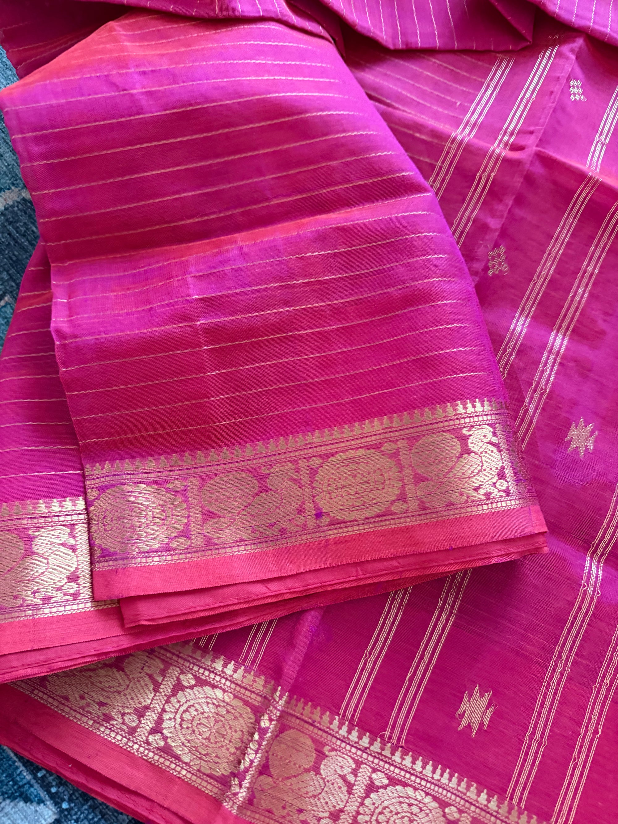 Silk Cotton :  Pink Oosi Stripes