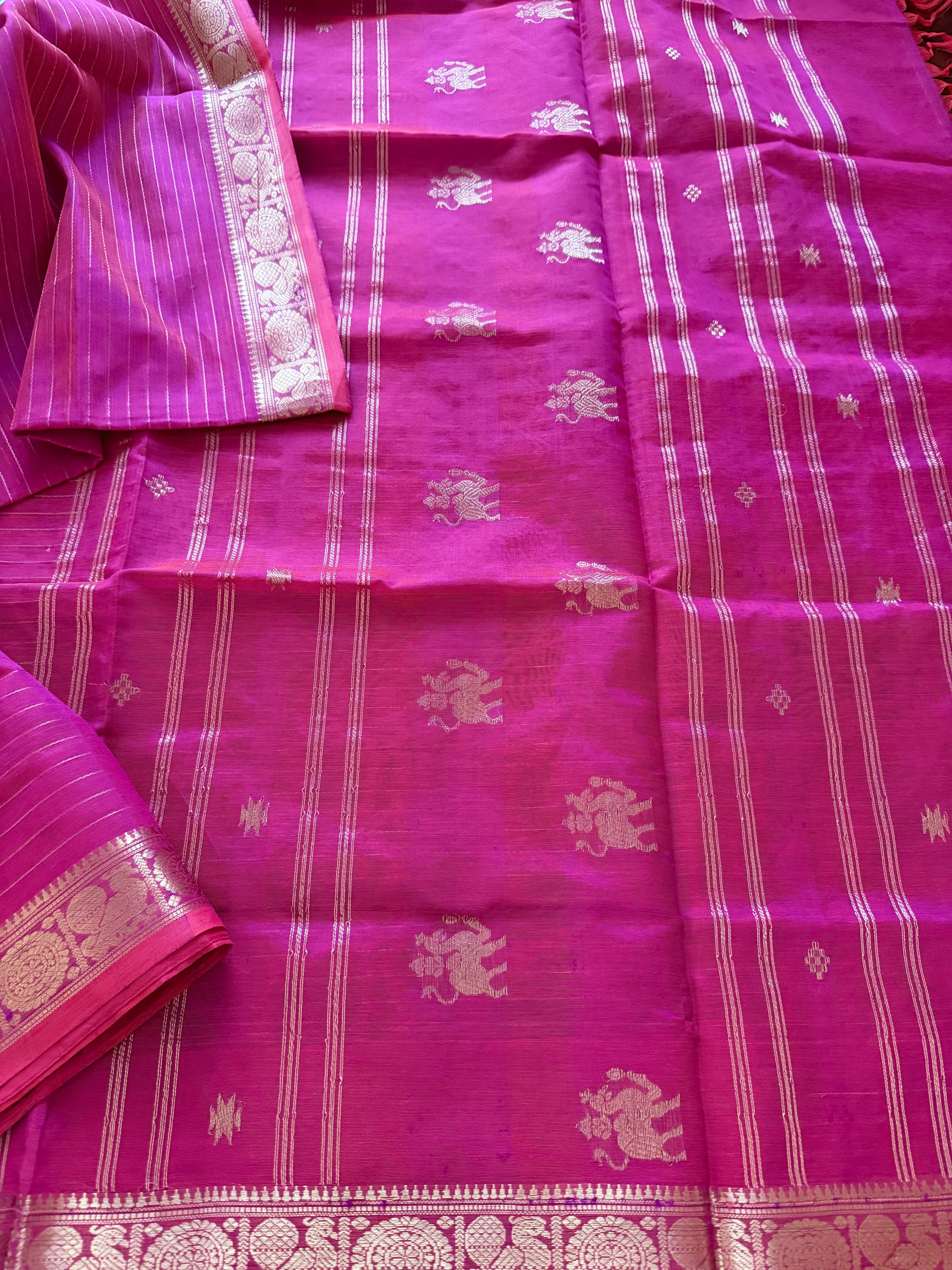 Silk Cotton :  Pink Oosi Stripes