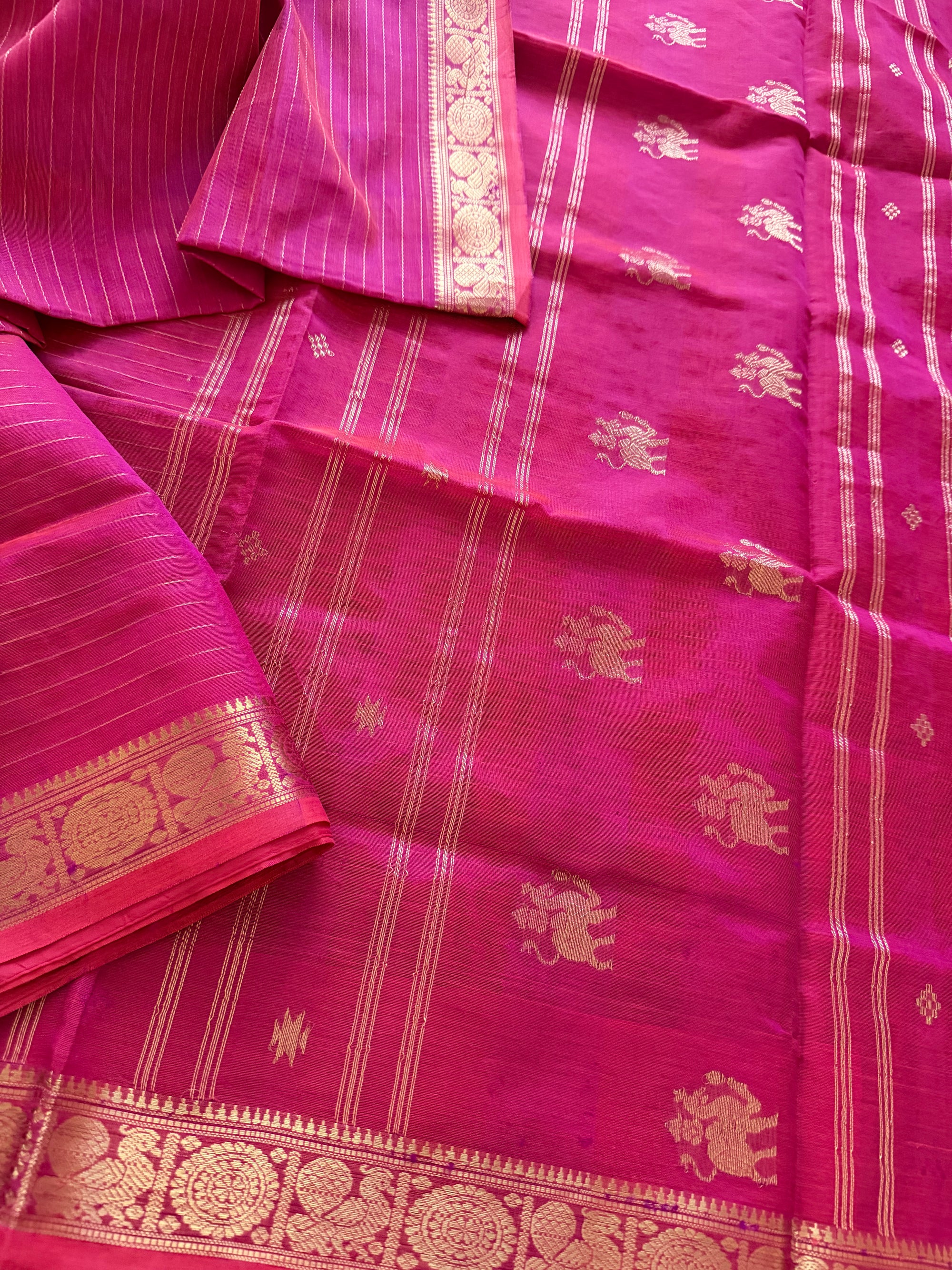 Silk Cotton :  Pink Oosi Stripes