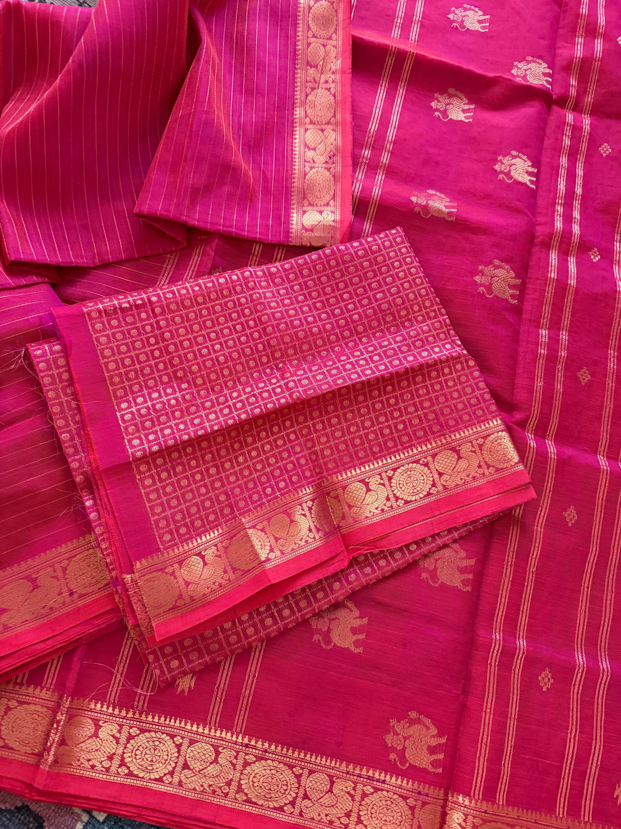 Silk Cotton :  Pink Oosi Stripes