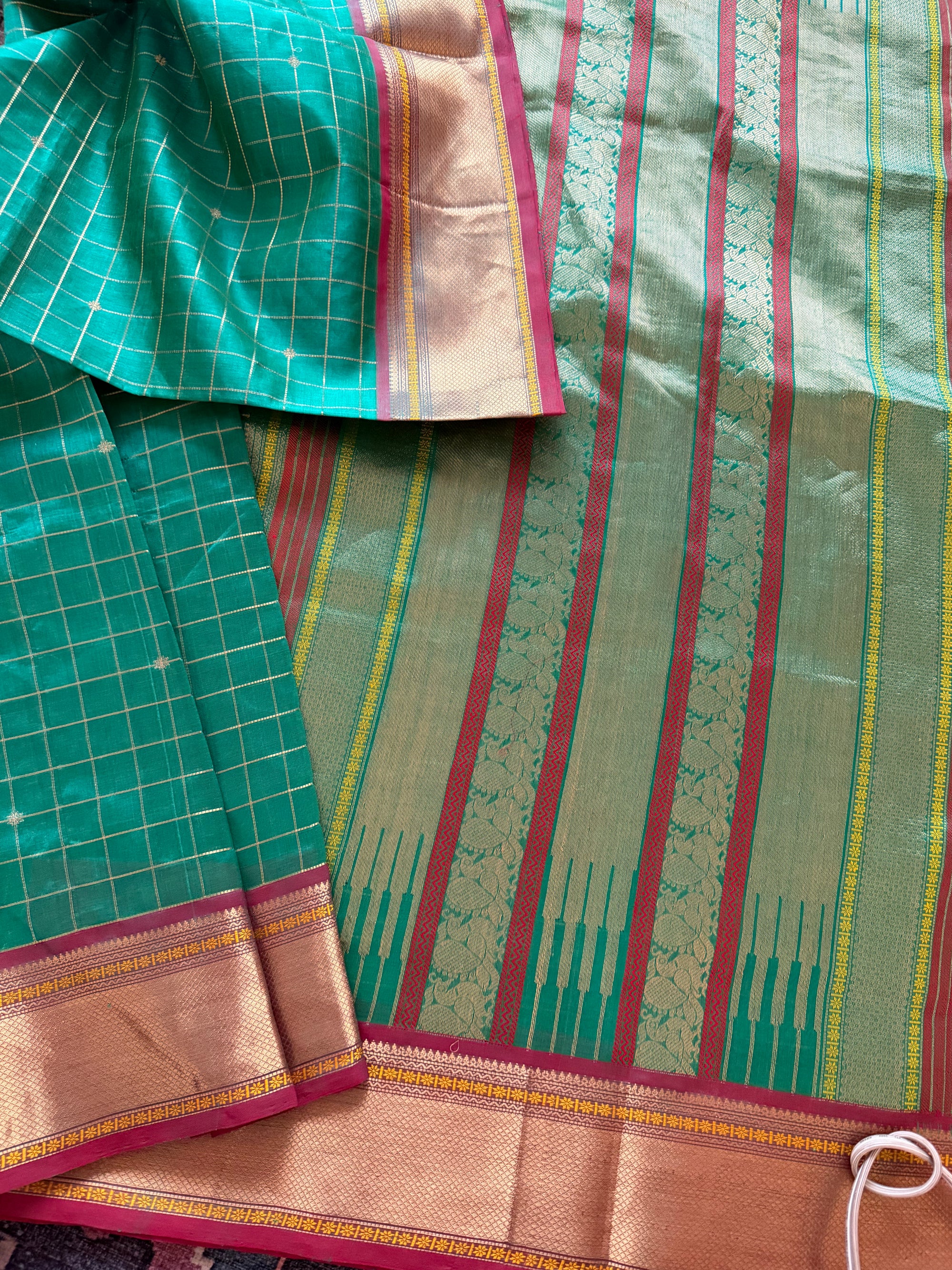 Silk Cotton :  Rama green + Rust