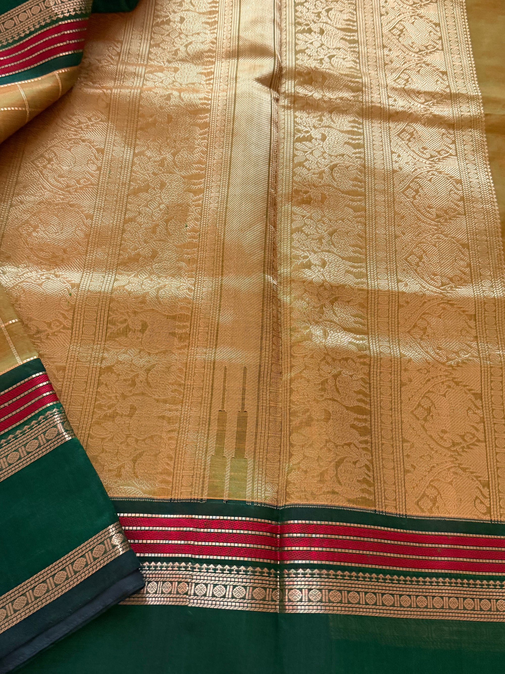 Silk Cotton :  Olive Green on Green