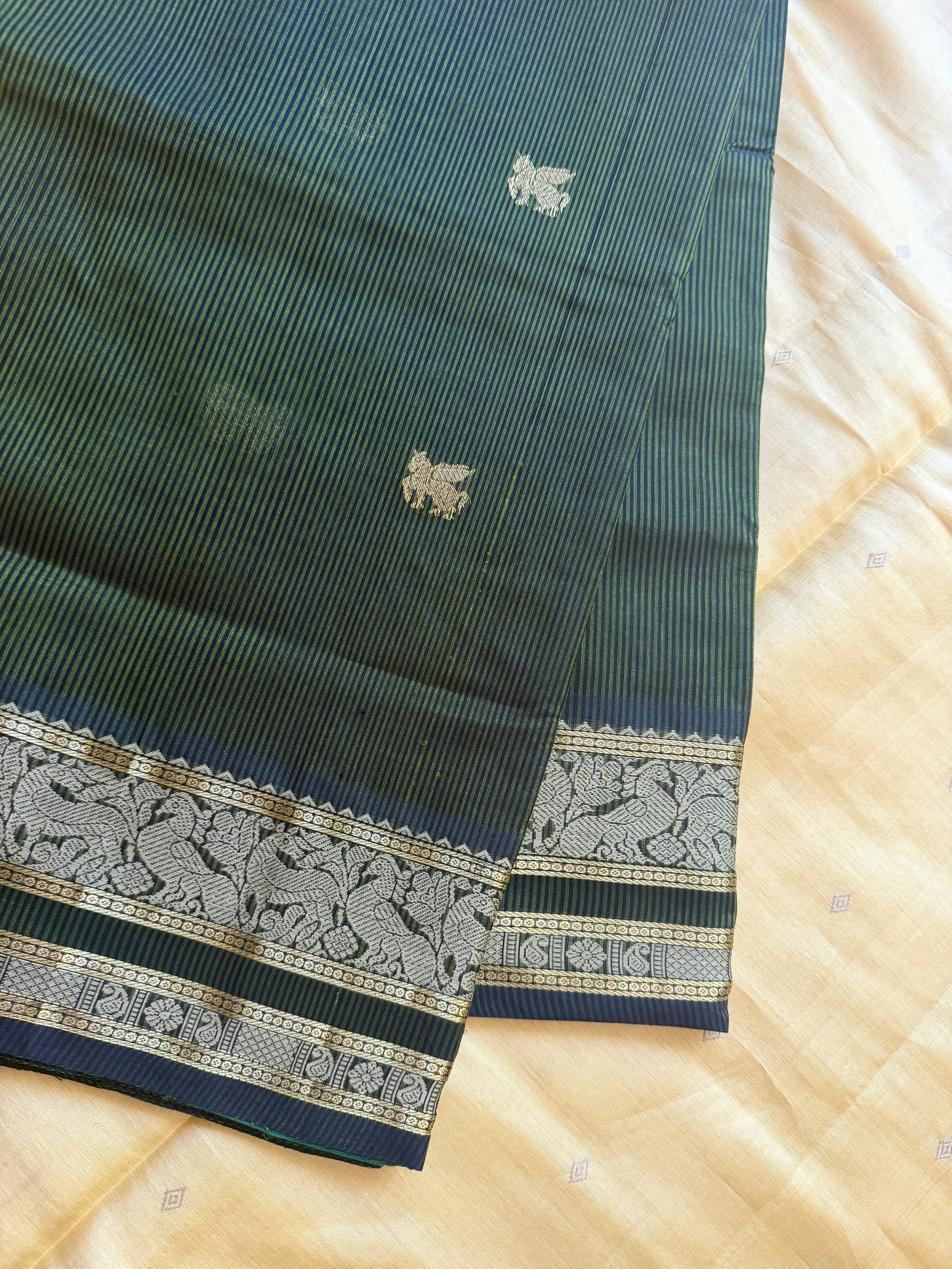 Silk Cotton:  Vertical Stripes (Green)