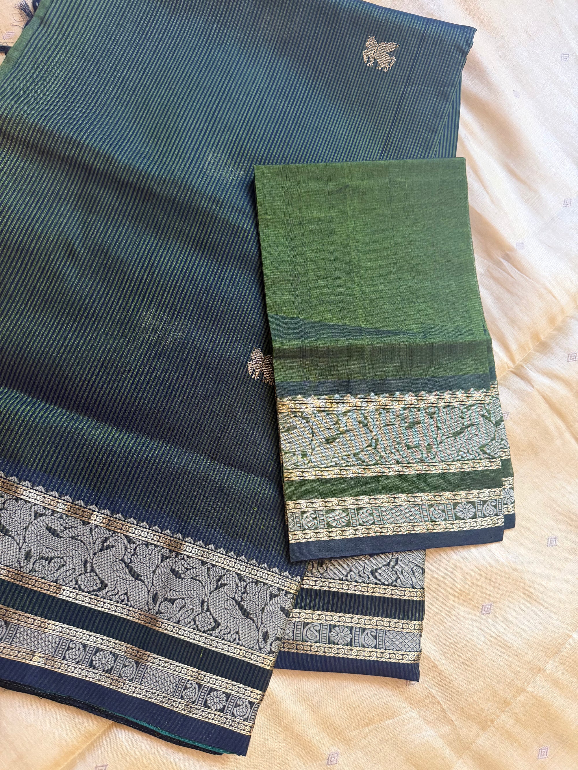Silk Cotton:  Vertical Stripes (Green)