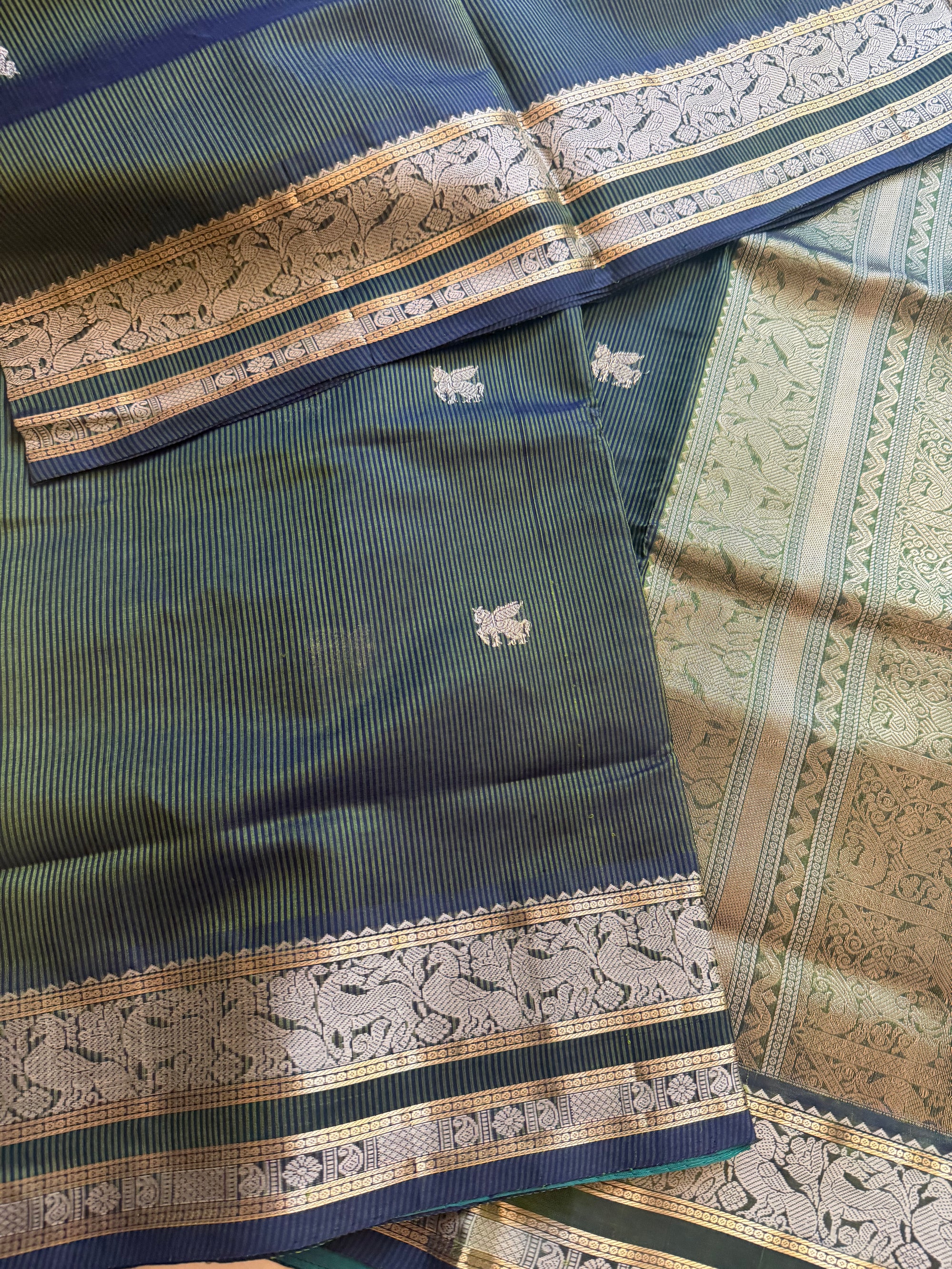 Silk Cotton:  Vertical Stripes (Green)