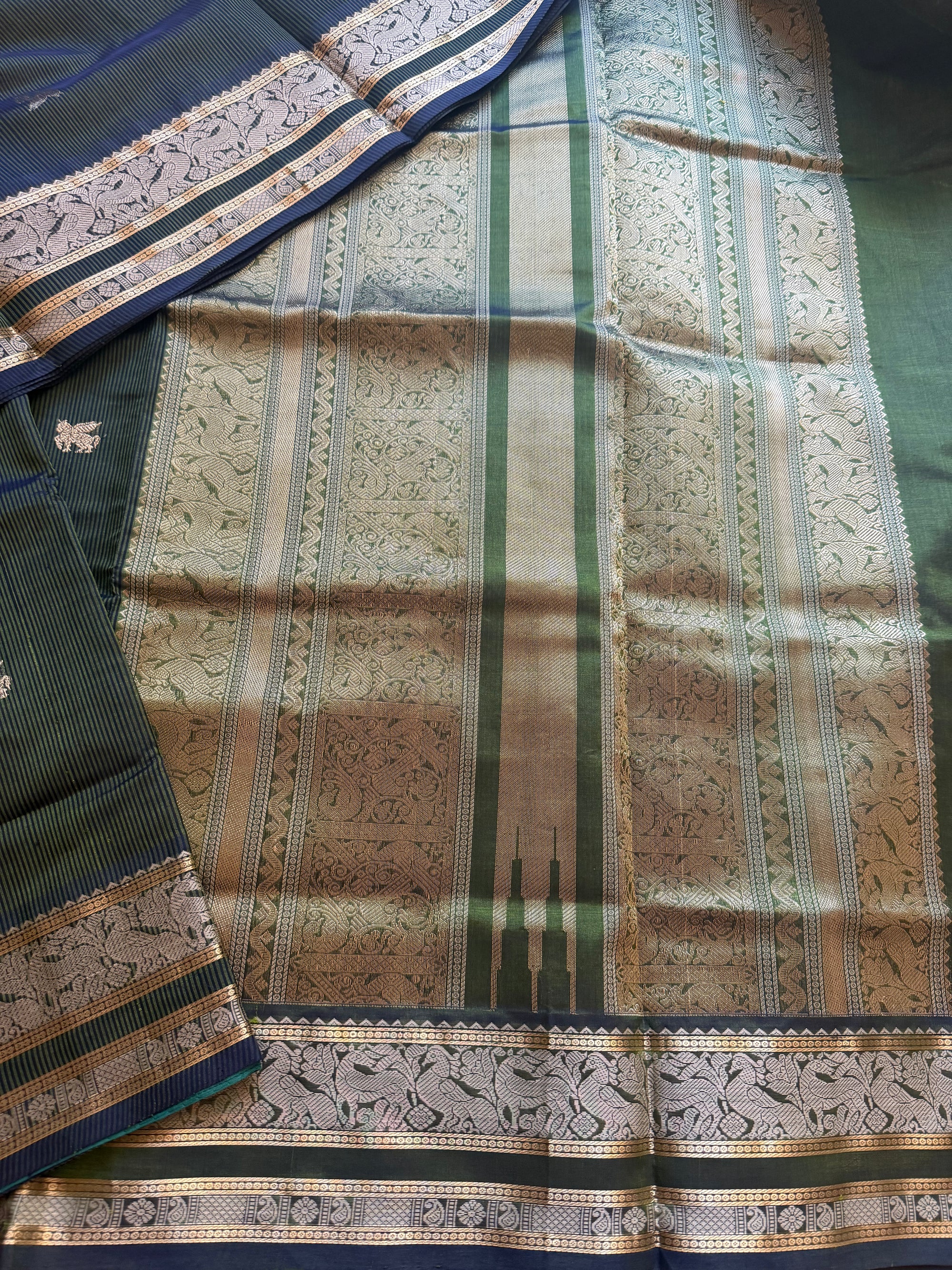Silk Cotton:  Vertical Stripes (Green)