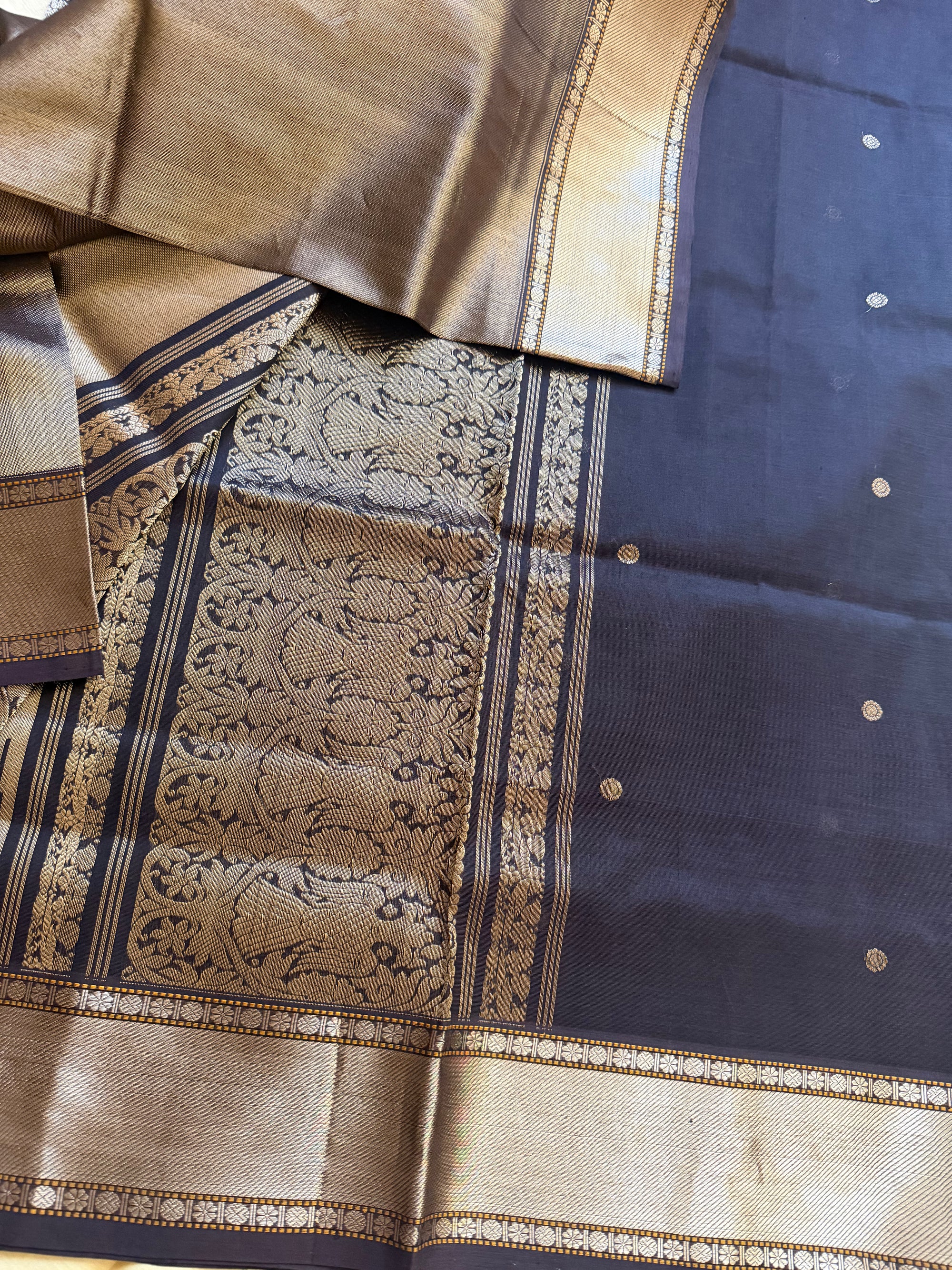 Silk Cotton : Double Pallu (Coffee Brown)