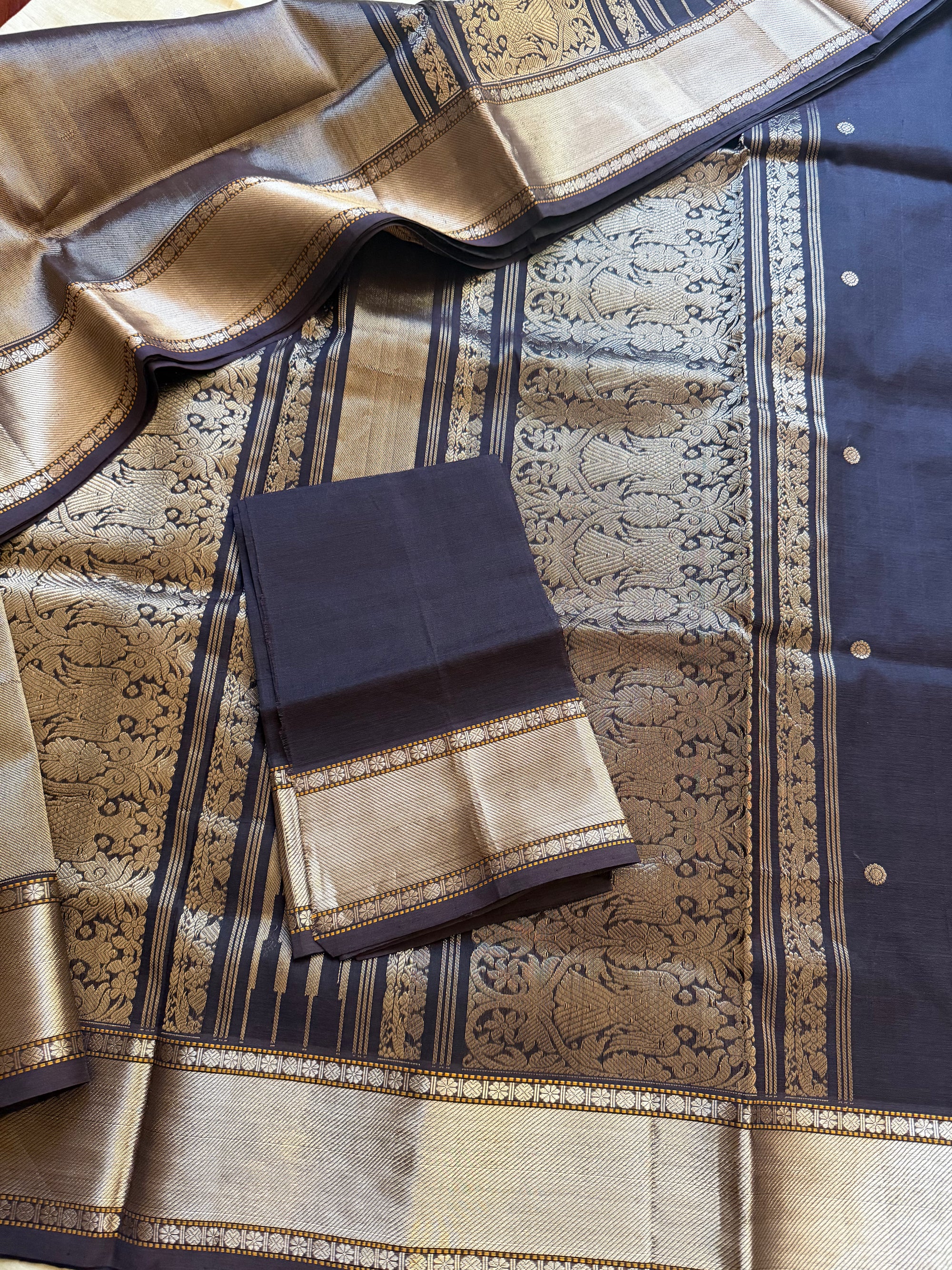 Silk Cotton : Double Pallu (Coffee Brown)