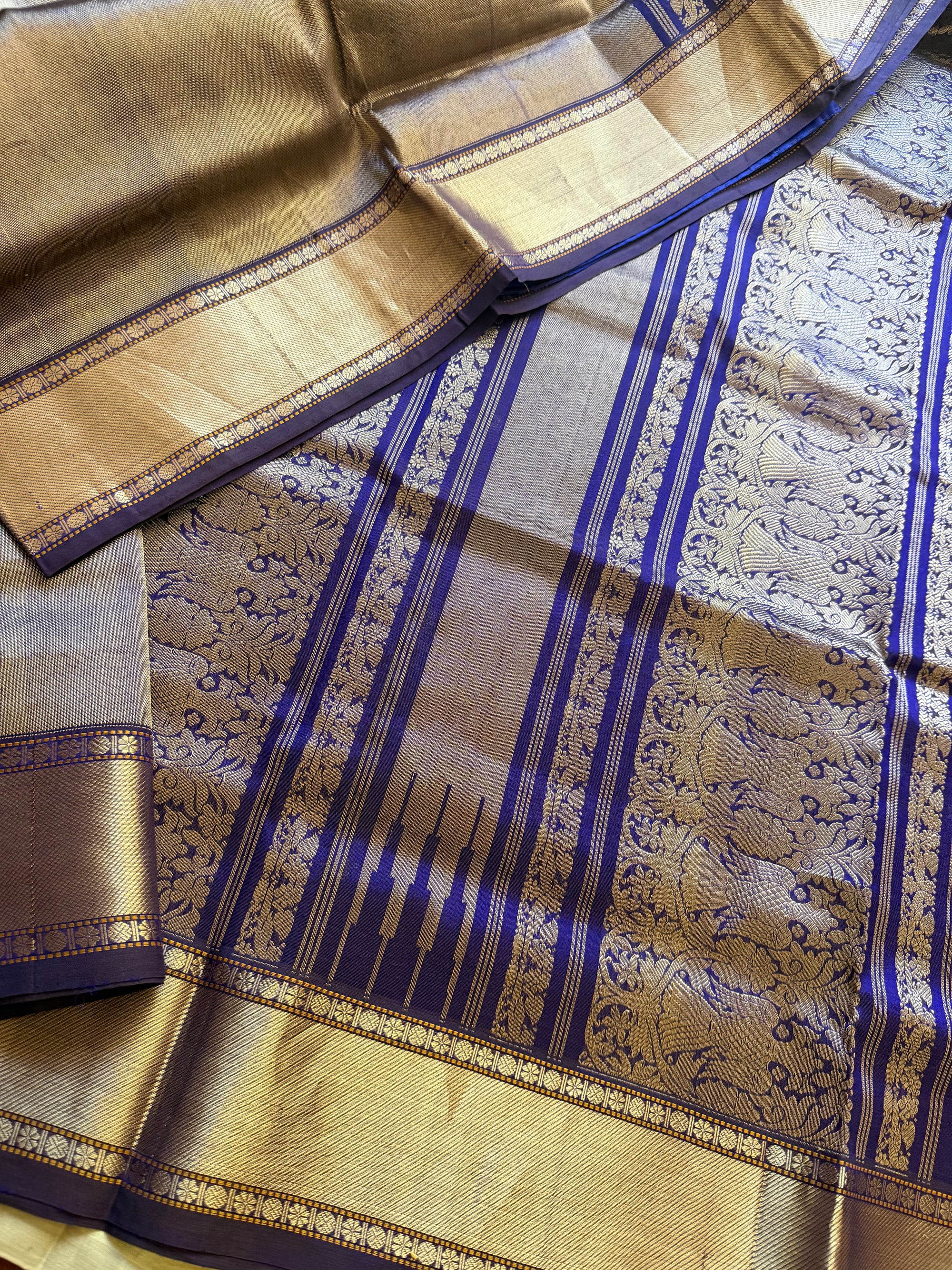 Silk Cotton : Double Pallu (Eggplant Purple)